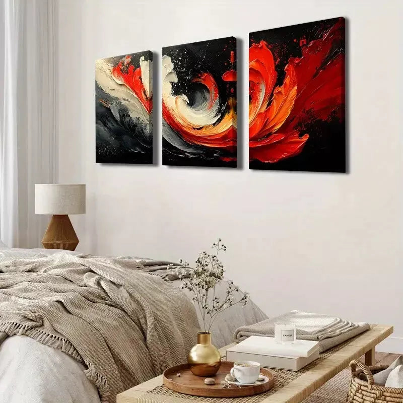 3-Piece Vibrant Abstract Vortex Swirl Wall Art Set - Framed Canvas Prints 50x70cm - High Quality Australian Made - Ready to Hang - Perfect for Living Room, Bedroom & Office Decor