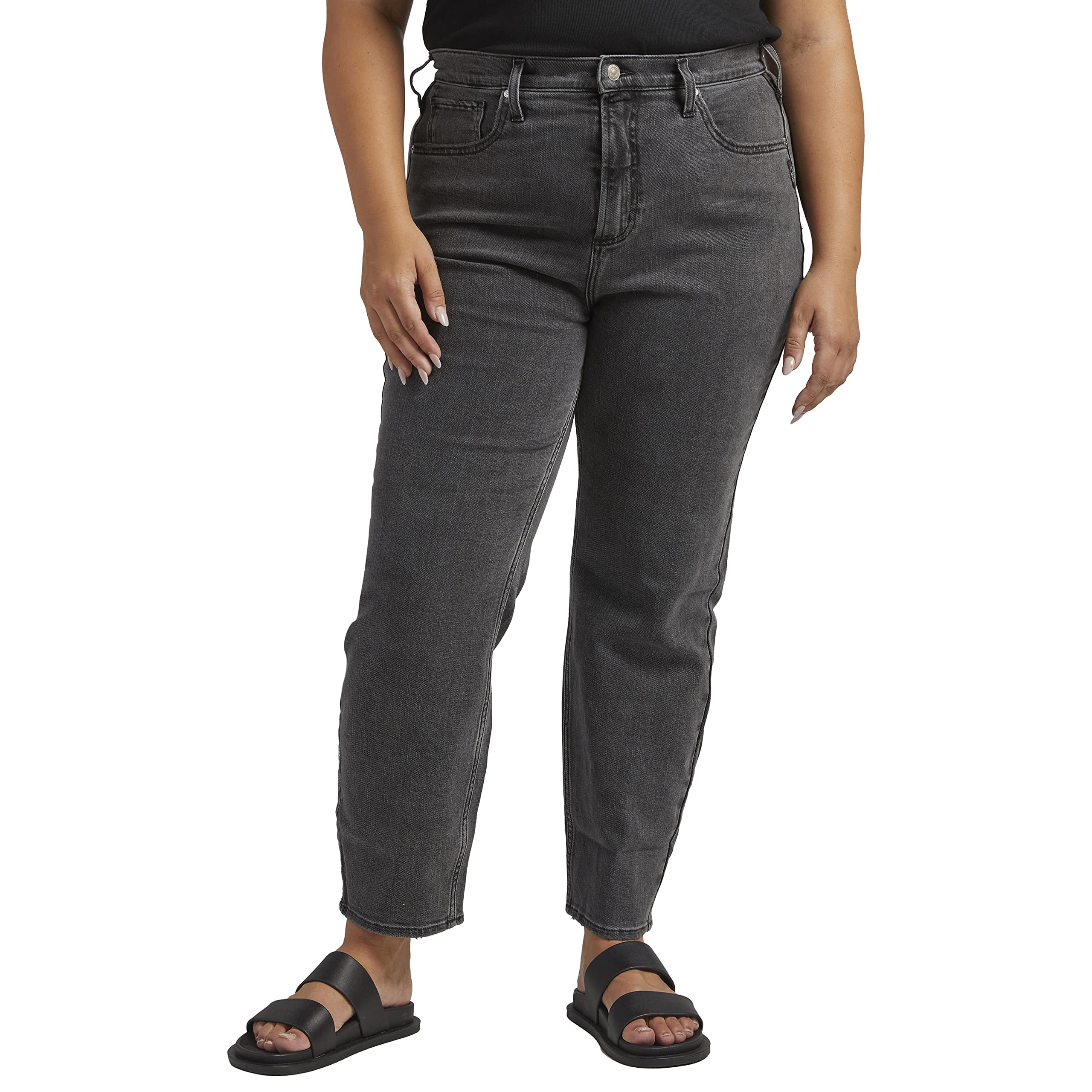 Silver Jeans Co. Women's Plus Size High Rise Straight Leg Jeans - Comfortable Stretch Denim Pants for Casual Wear, Work & Everyday Outfits