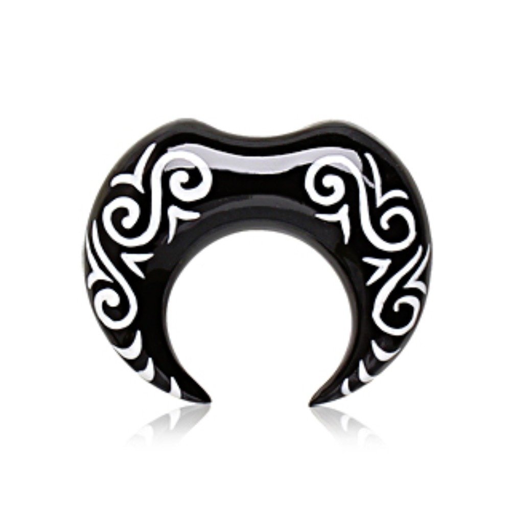 Organic Buffalo Horn Shaped Taper Earrings with Tribal Logo - Handmade Boho Jewelry for Women, Perfect for Festivals & Tribal Fashion
