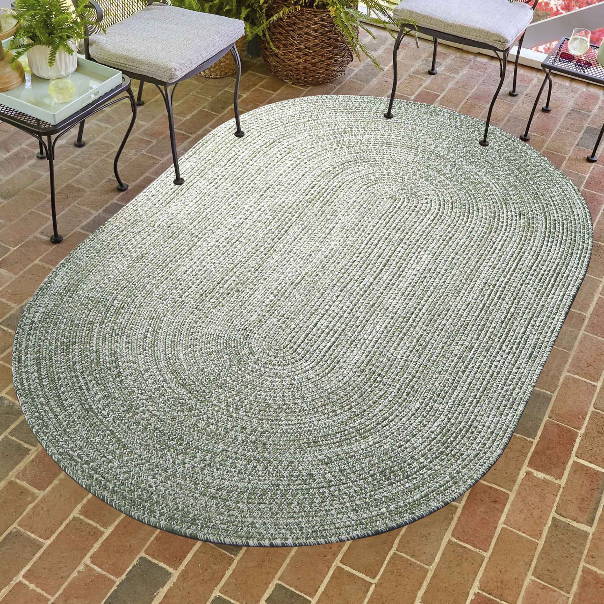 Reversible Braided Area Rug - 2-Tone Indoor/Outdoor Rug for Living Room, Bedroom, Patio & Deck - Non-Slip Durable Floor Mat for Home Decor