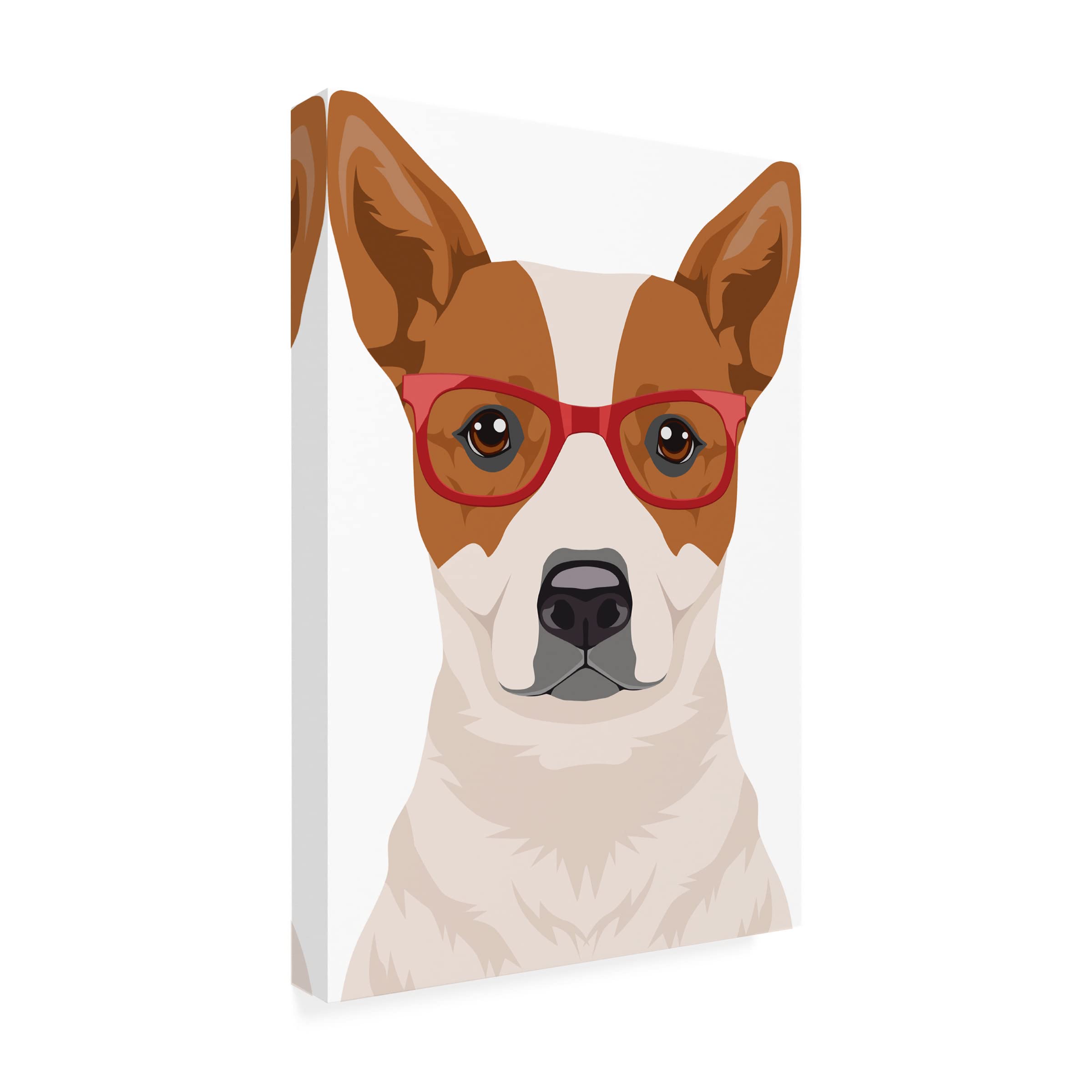 Trademark Fine Art 'Australian Cattle Dog Wearing Hipster Glasses' Canvas Wall Art Print - Modern Pet Portrait Decor for Living Room, Bedroom & Office