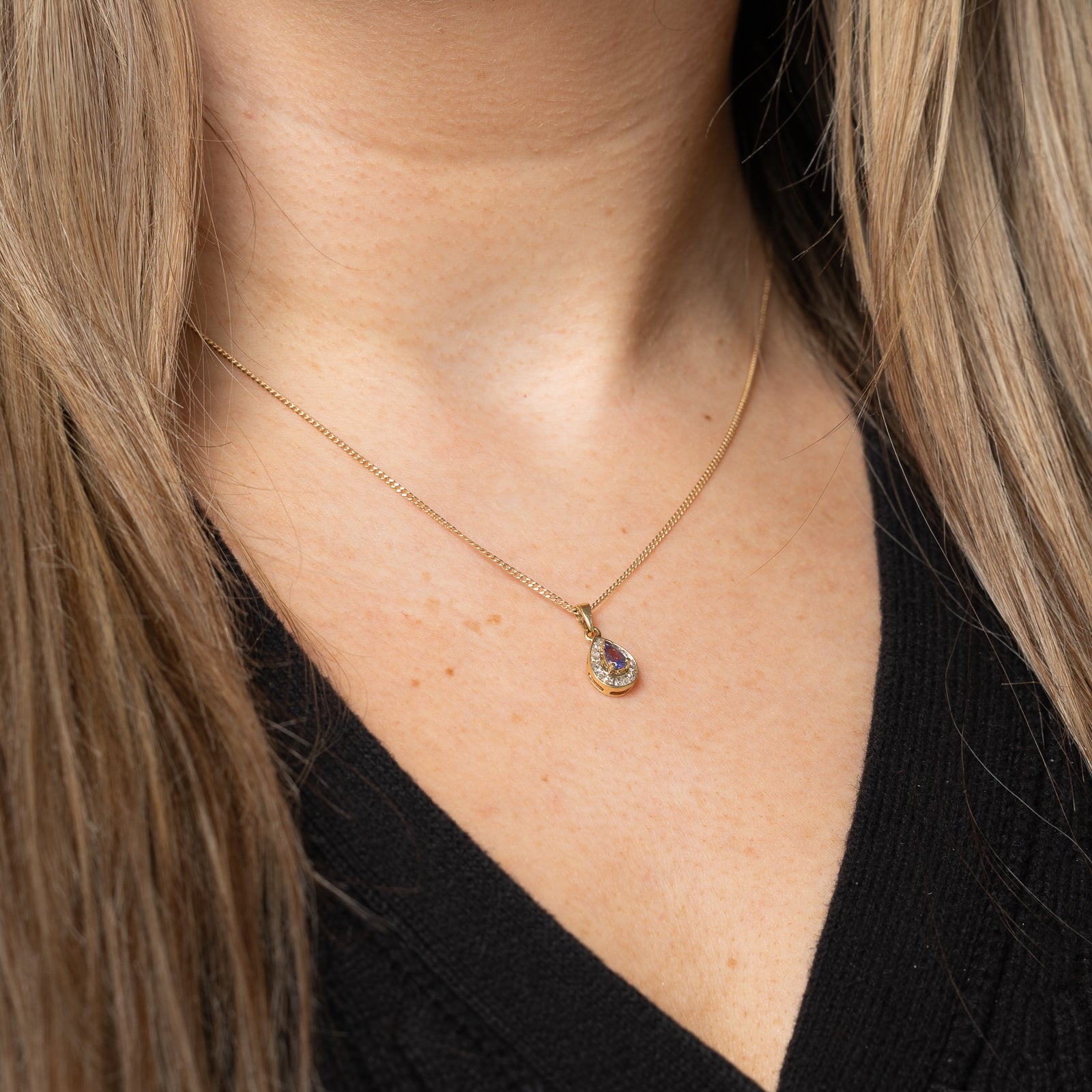 Exquisite 0.20ct Tanzanite & 0.06ct Diamond Halo Pendant Necklace - 925 Sterling Silver Jewelry for Women - Perfect for Anniversary, Birthday & Special Occasion Gifts