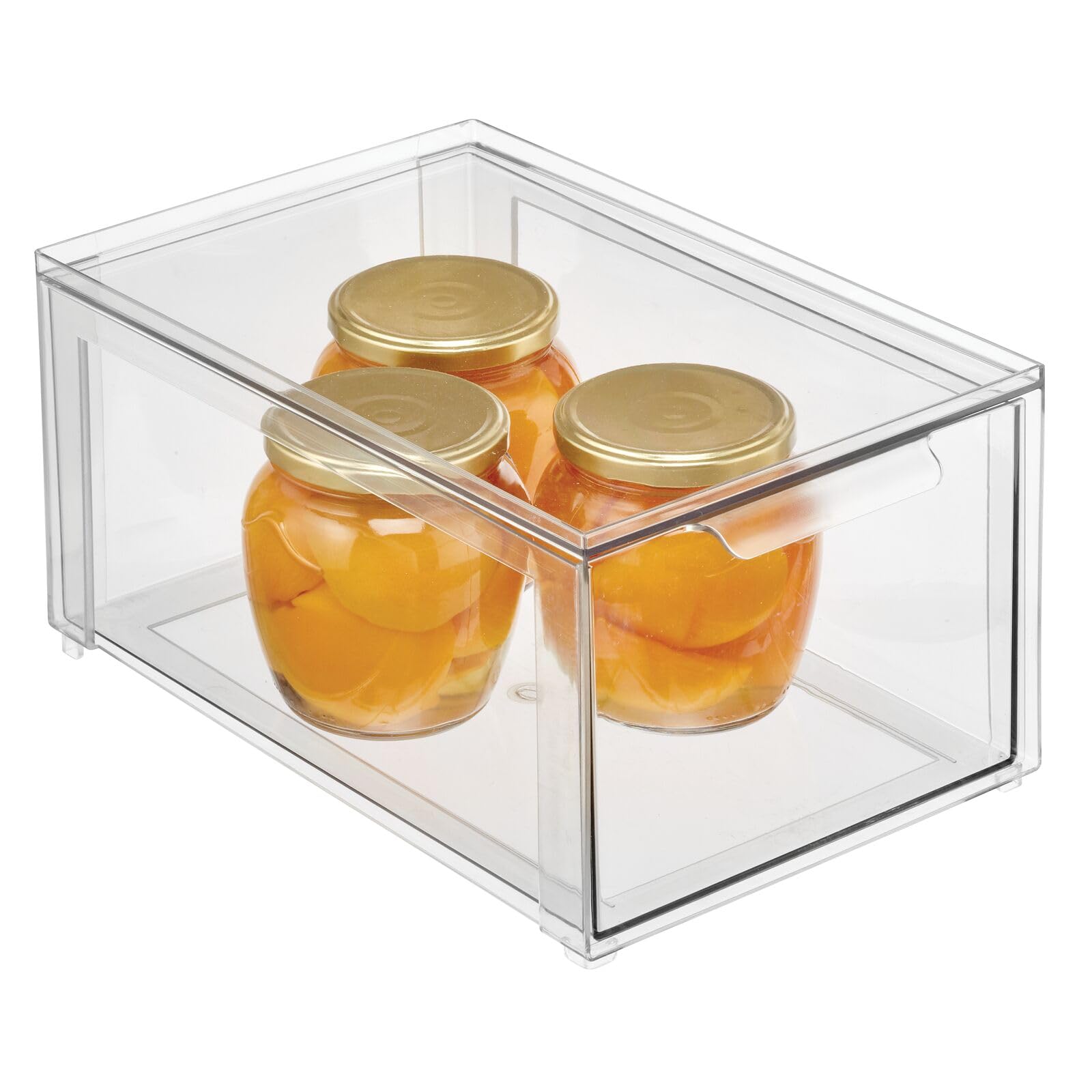 mDesign Clear Plastic Pantry Storage Bins with Pull-Out Drawers - 8-Pack Stackable Kitchen Organizers for Cabinets, Fridge & Freezer - Lumiere Collection - Perfect for Meal Prep, Grocery Storage & Home Organization