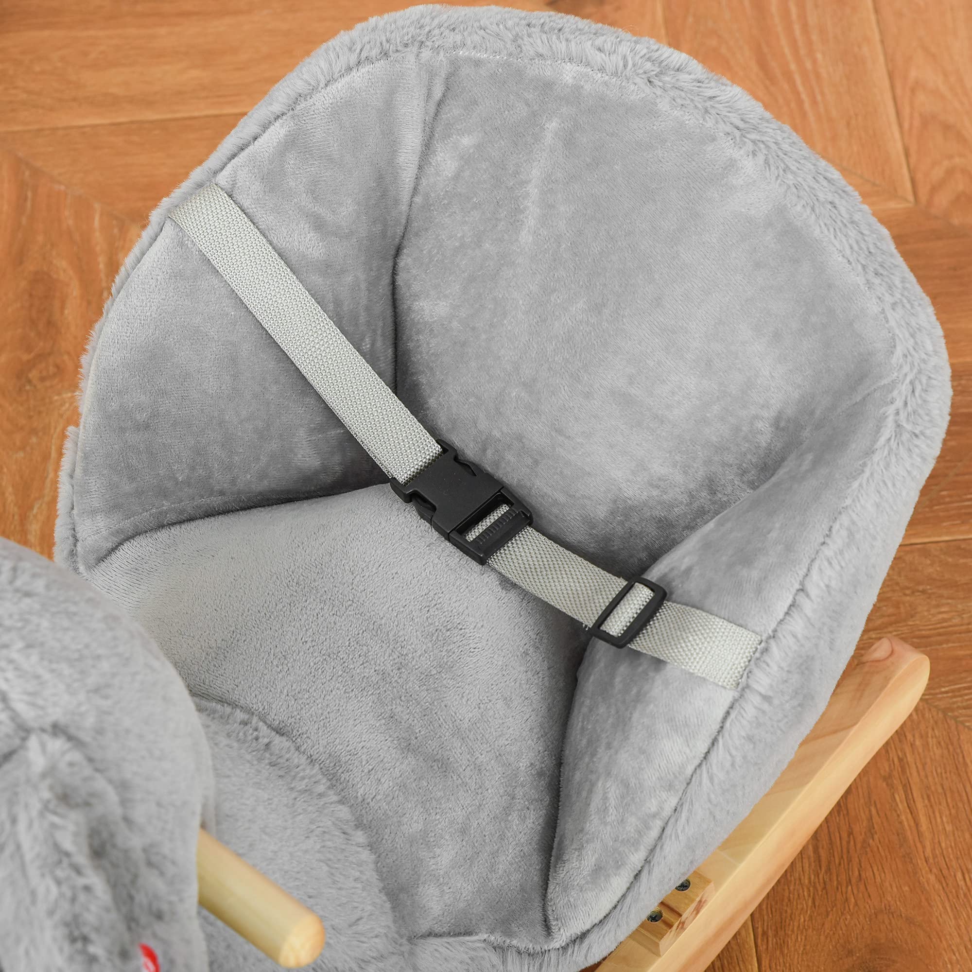 Qaba Kids Plush Ride-On Rocking Horse - Koala-Shaped Soft Toy Rocker with Gloved Doll & Realistic Sounds for Toddlers 18-36 Months (Gray) | Perfect for Indoor Play, Birthday Gifts & Early Childhood Development