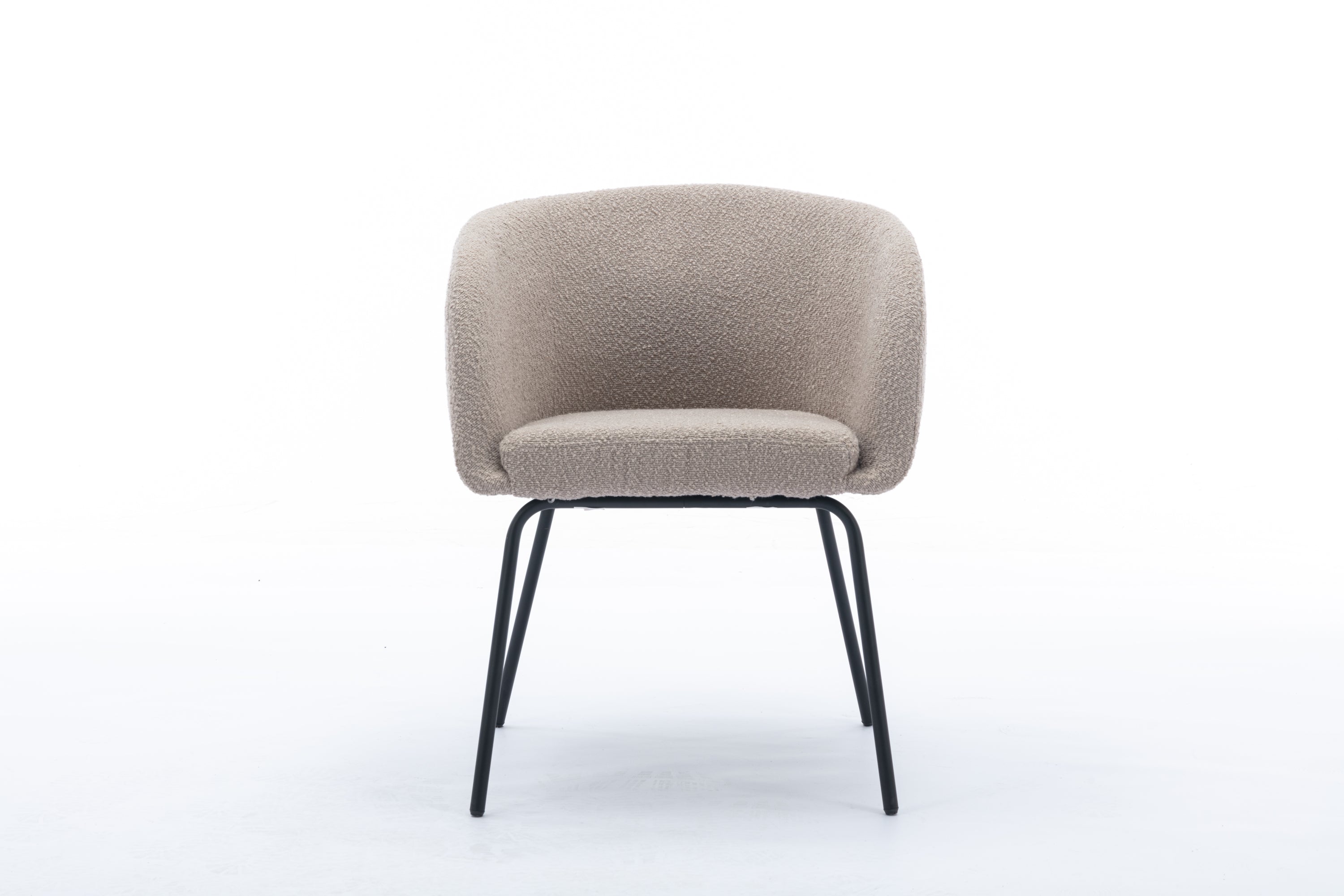 Boucle Fabric Dining Chair with Black Metal Legs - Set of 1 - Modern Upholstered Accent Chair for Kitchen, Dining Room, or Office