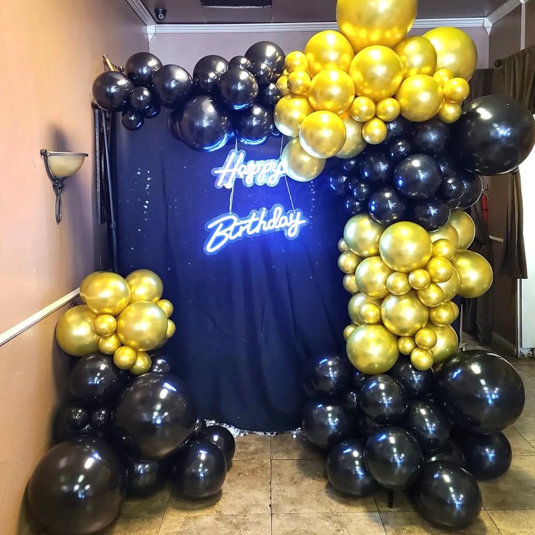 50PCS 12 Inch Black & Gold Confetti Balloons - Elegant Party Decorations for Birthday, Graduation, New Year, Wedding & Engagement - Perfect for Indoor/Outdoor Celebrations & Photo Backdrops