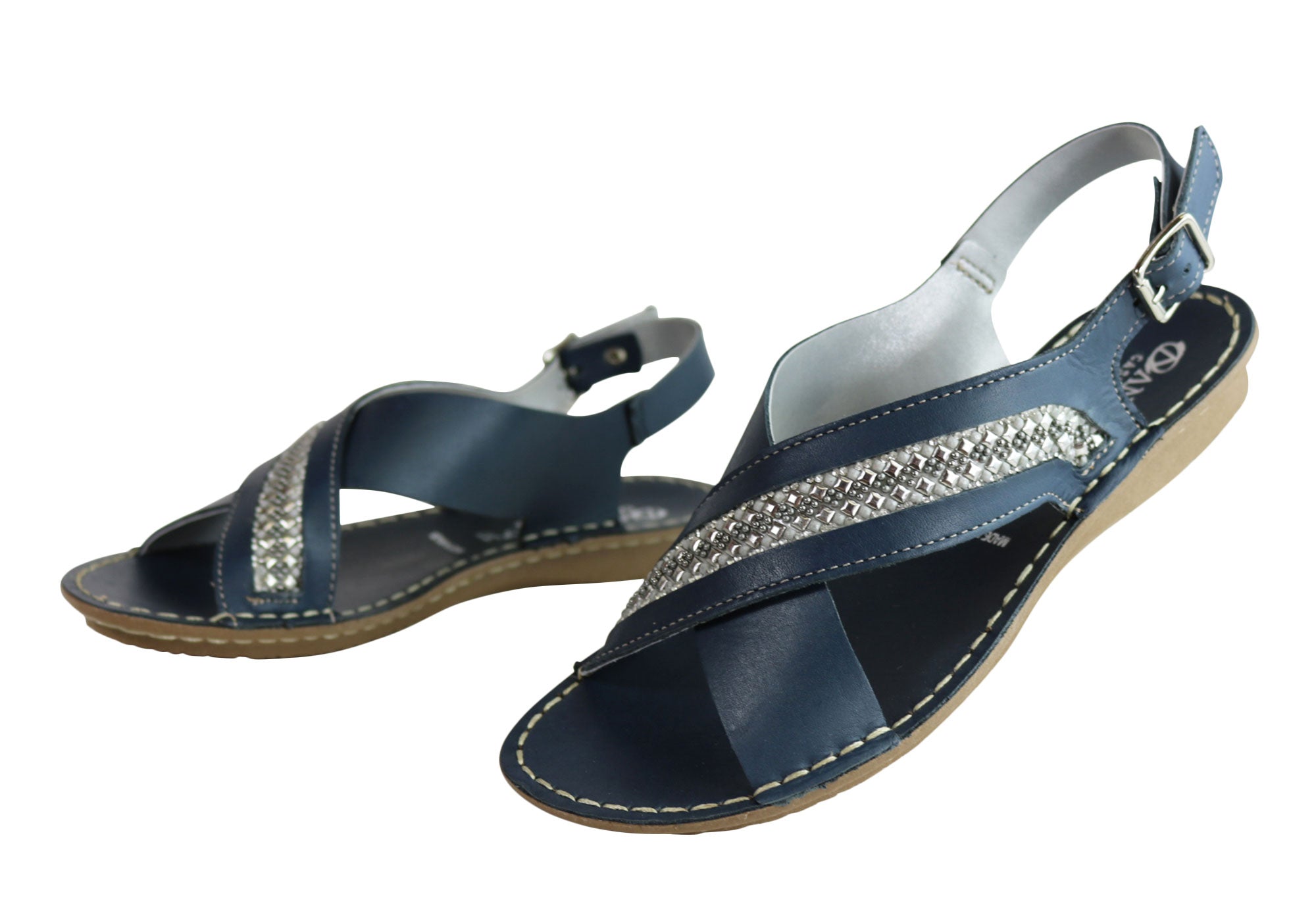 Andacco Veronique Women's Comfort Flat Leather Sandals - Handmade in Brazil - Perfect for Summer, Beach & Casual Outings