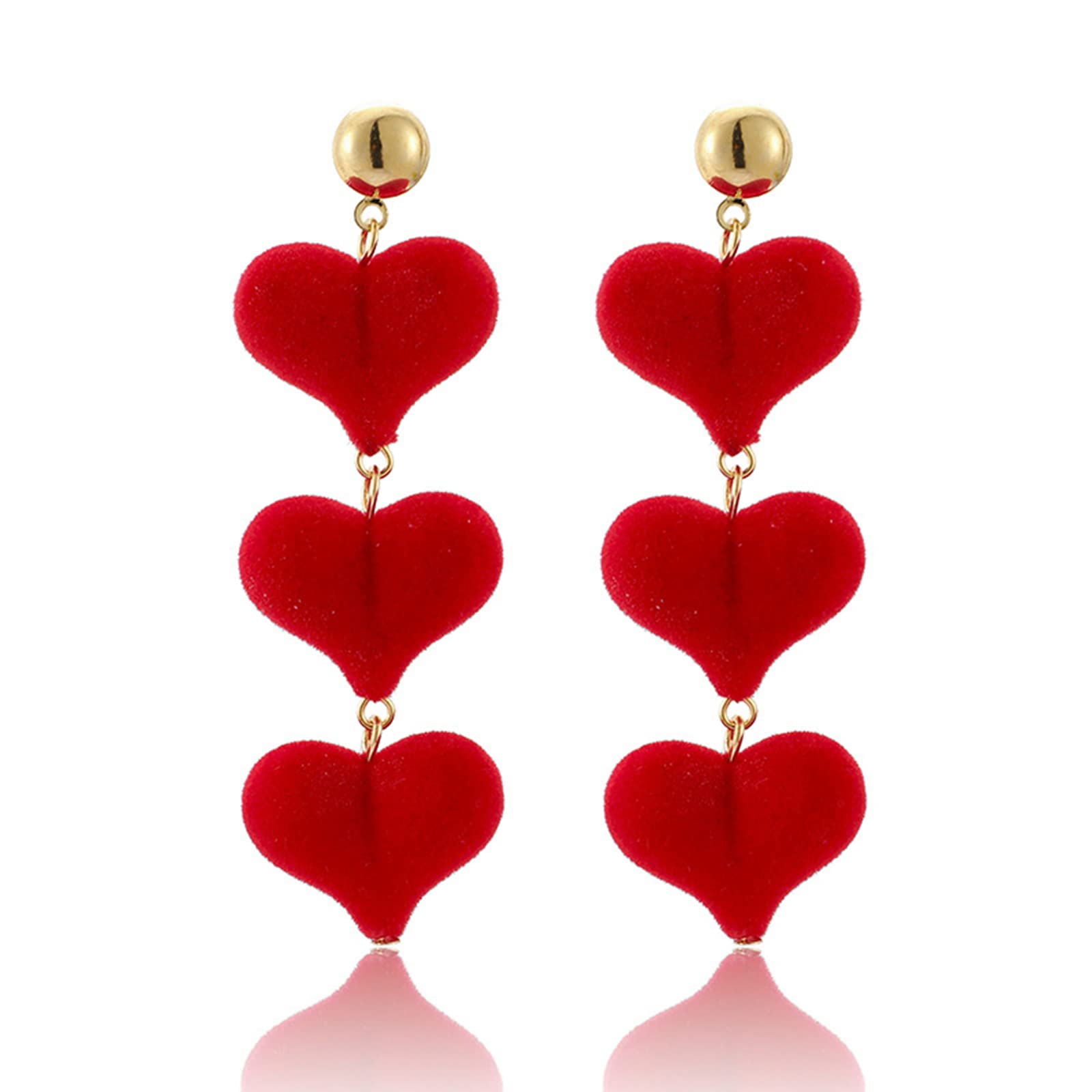 Valentine's Day Heart Earrings for Women - Pink Crystal Dangle Earrings, Romantic Gifts for Her, Perfect for Valentine's Day Outfits & Date Night Accessories