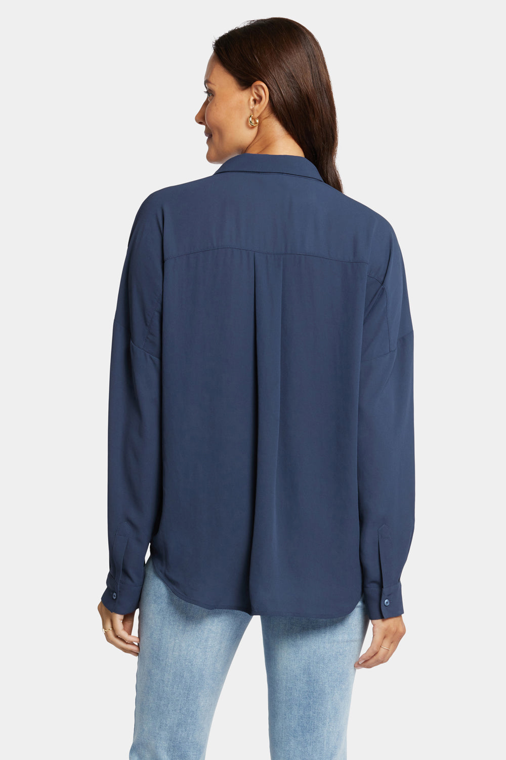 Becky Blouse Women's Oxford Navy Button-Down Shirt - Perfect for Office Wear, Business Casual & Everyday Outfits