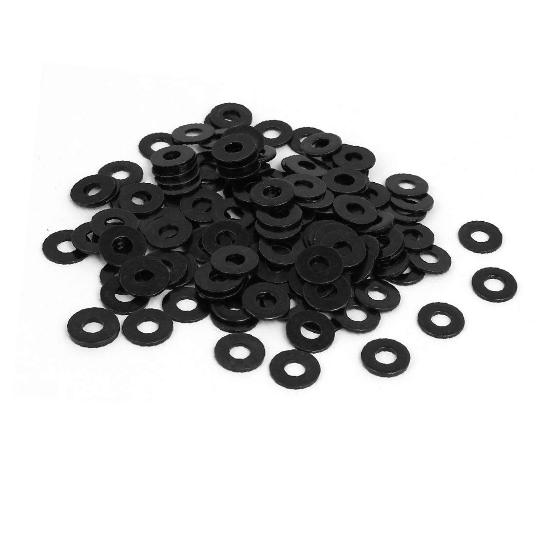 X-DREE M4 x 10mm x 1mm Black Zinc Plated Flat Washers Spacers Gaskets Fastener 200PCS - Durable Hardware for DIY Projects, Furniture Assembly, Automotive Repairs and Industrial Applications