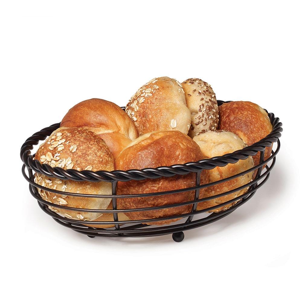 Handwoven Rope Oval Bread Basket - Natural Rattan Bread Storage Bin for Kitchen, Dining, Picnics & Parties | Perfect for Serving Bread, Fruits, and Pastries
