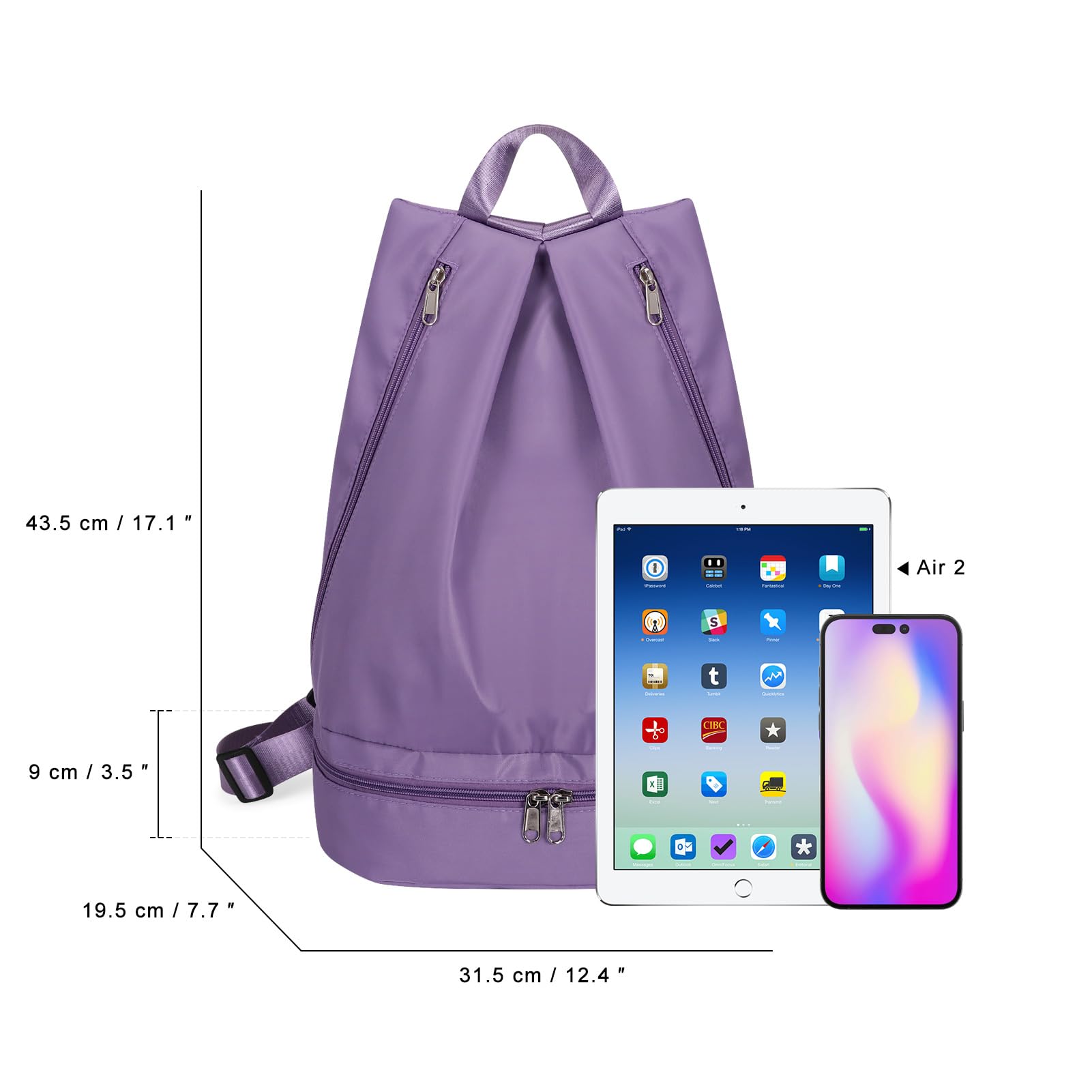 Waterproof Women's Gym Backpack with Shoe Compartment & Wet Pocket - Lightweight Sports Travel Backpack for Swimming, Yoga, Workout & Fitness - Perfect Small Gym Bag for Active Lifestyles