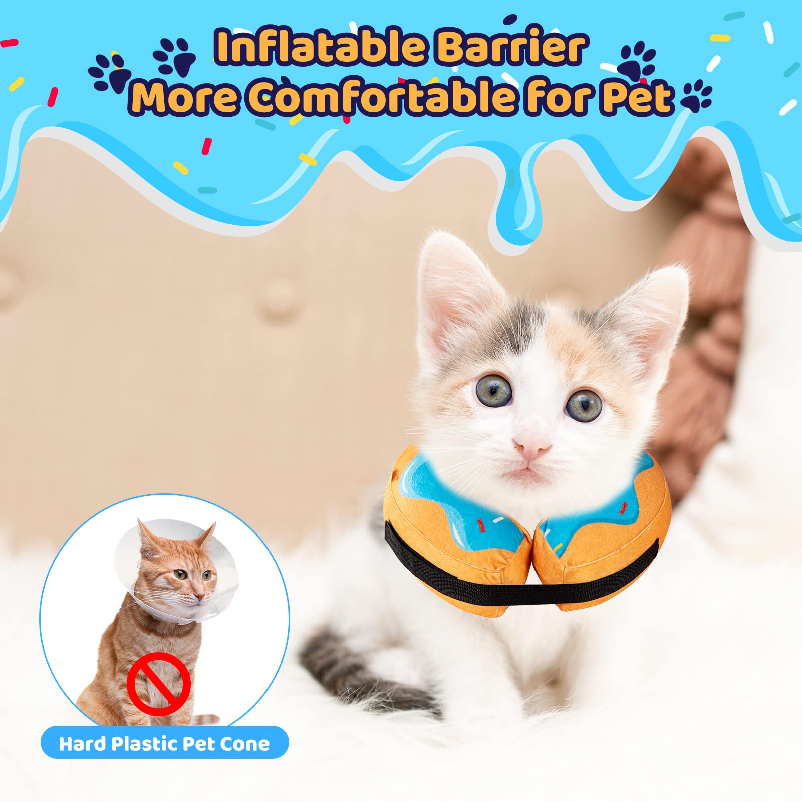 **Grand Line Inflatable Donut Collar for Dogs & Cats - Soft Recovery Cone After Surgery, Protective Pet Neck Ring for Small Medium Large Pets, Non-Blocking Vision (Blue, Size S) - Perfect for Post-Surgery, Wound Healing & Anxiety Relief**