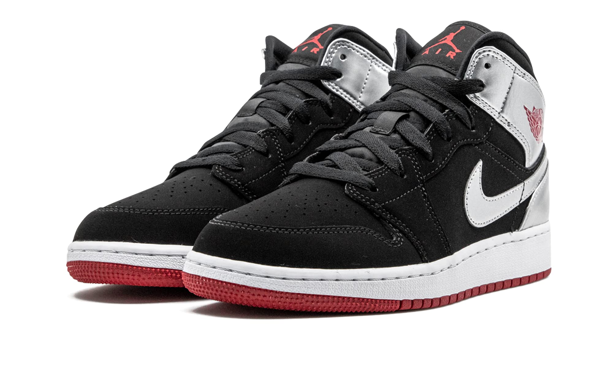 Nike Air Jordan 1 Mid GS Boys' Basketball Shoes - Size 4Y - Black/White/Gym Red - Perfect for School, Sports & Casual Wear