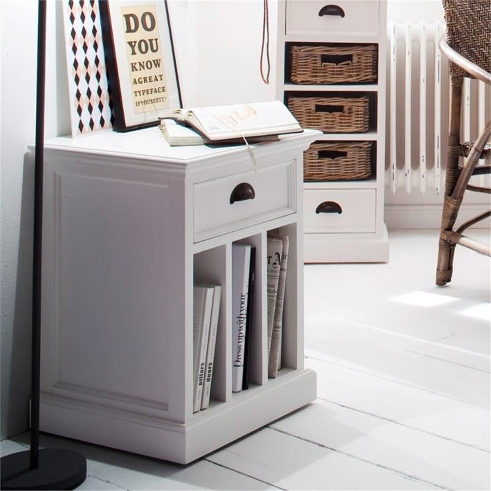 White Set of 2 Nightstands with Dividers - Modern Bedside Tables for Bedroom Storage & Organization | Perfect for Small Spaces, Apartments & Guest Rooms