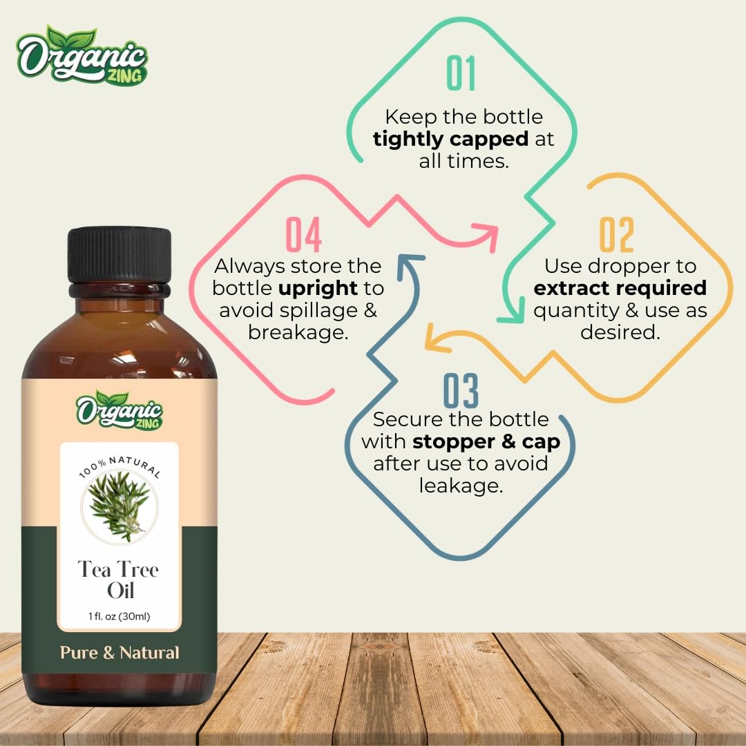 Pure Organic Tea Tree Essential Oil (Melaleuca Alternifolia) - 100% Natural for Aromatherapy, Diffusers, Skin & Hair Care - 30ml/1.01fl oz - Perfect for Relaxation, Acne Treatment & DIY Beauty Products