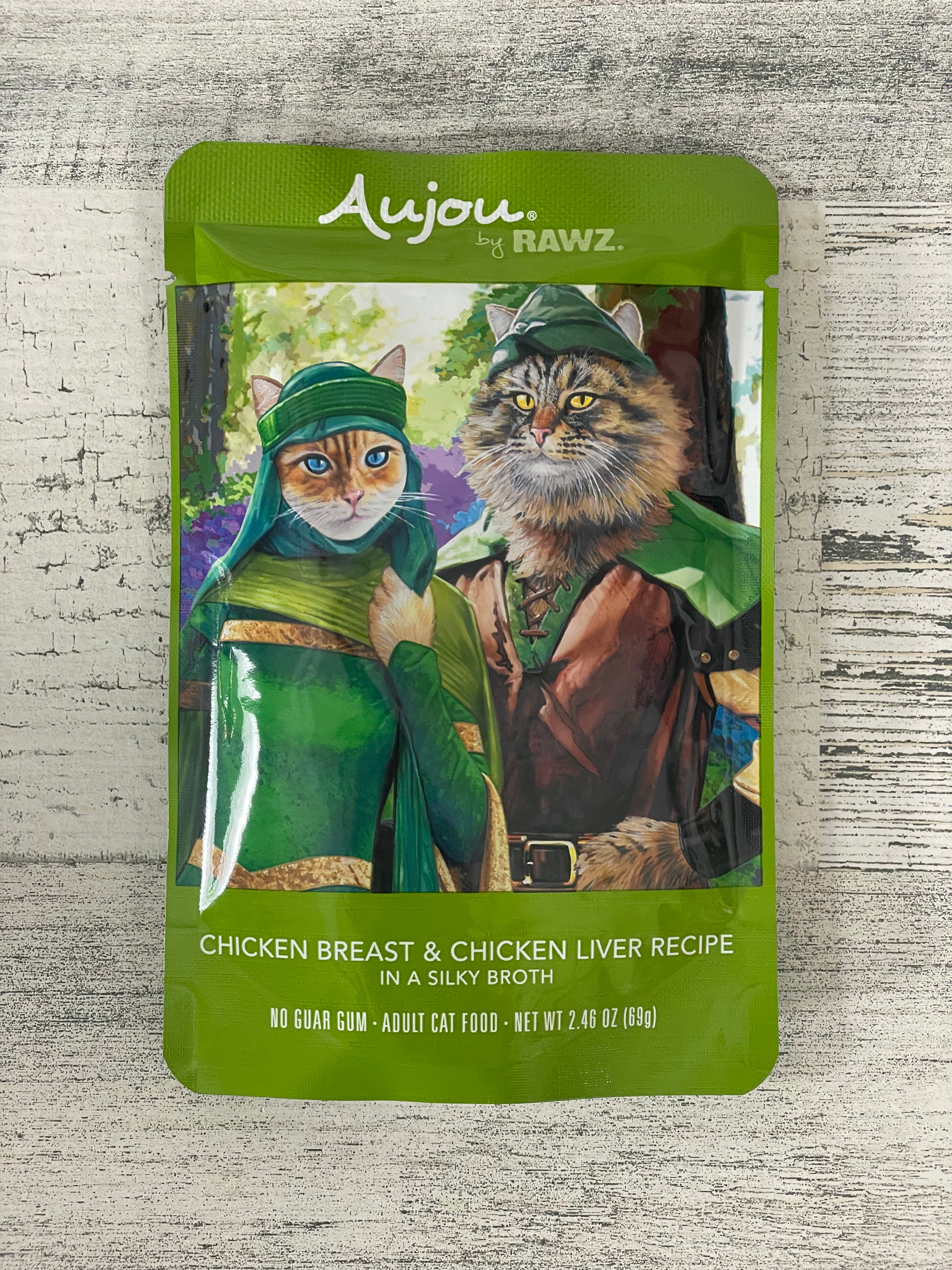 RAWZ Aujou Chicken & Chicken Liver Pouch Cat Food - Grain-Free, High-Protein Wet Food for Cats - Perfect for Picky Eaters & Indoor Cats