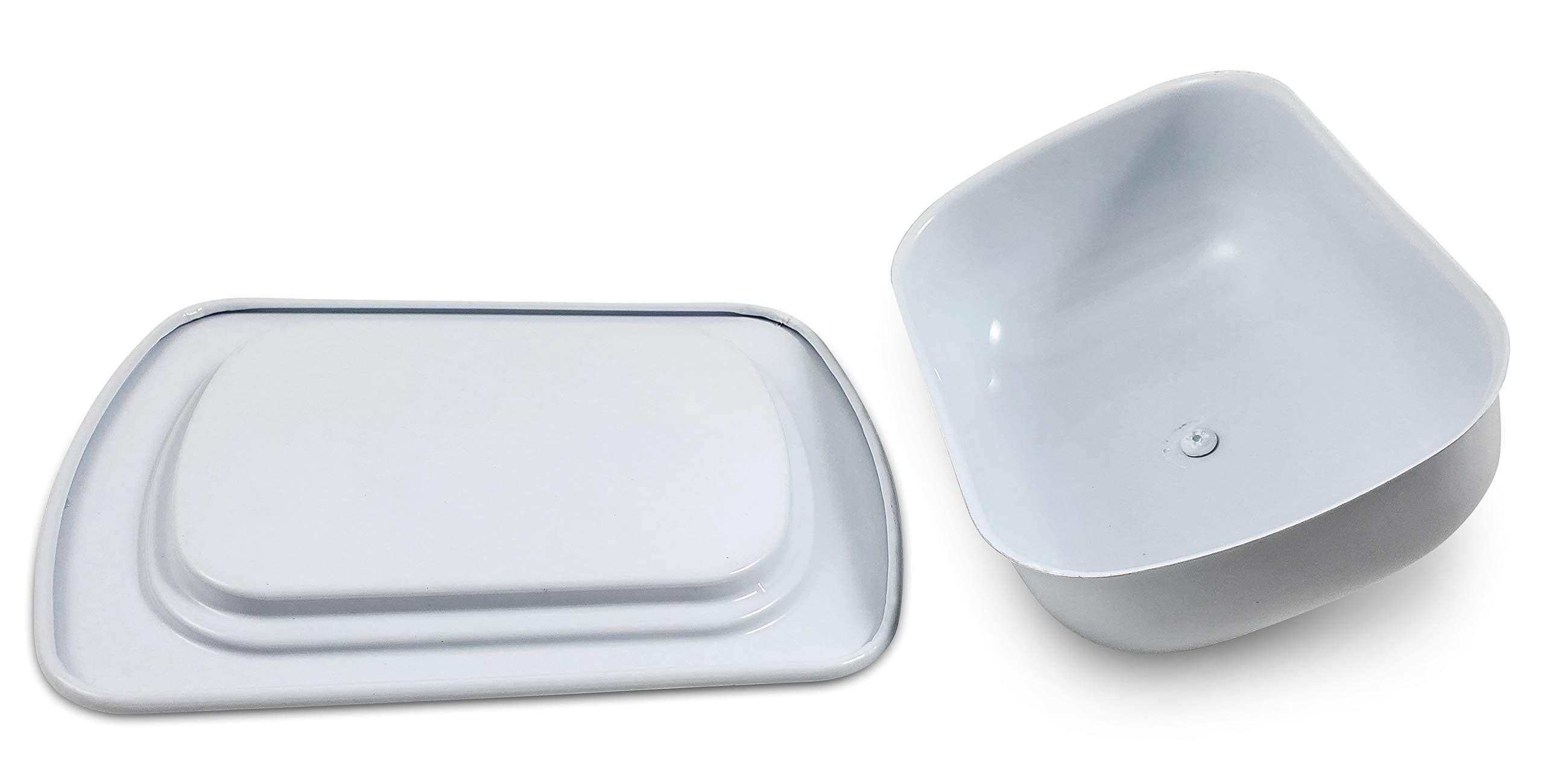 Premium White Metal Storage Canisters & Butter Dish - Airtight Kitchen Containers for Flour, Sugar, Coffee & Spice Organization | Elegant Home Decor for Pantry, Countertop & Dining Table Display