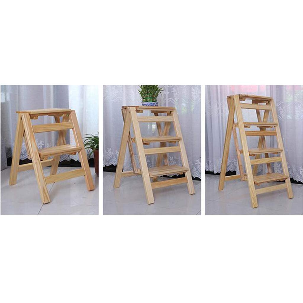 Foldable Wooden Step Stool Ladder for Kitchen, Home & Garden - Lightweight Display Rack & Stair Chair for Kids & Adults - Perfect for Reaching High Shelves, Organizing Pantries & Household Tasks