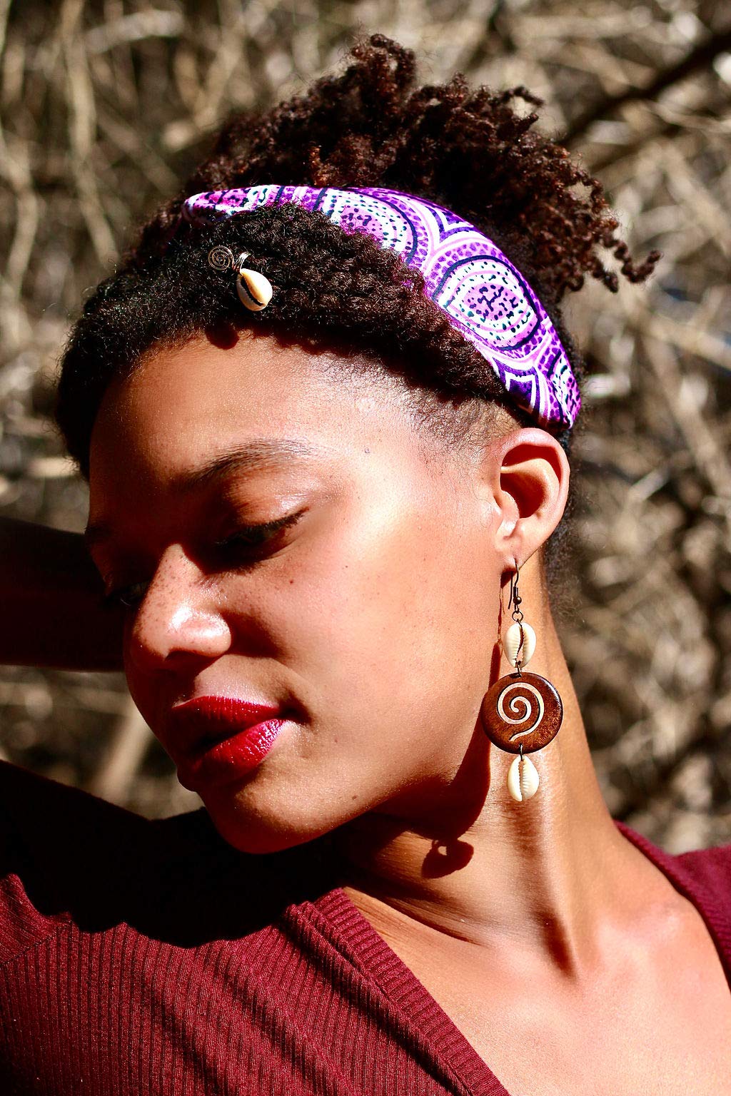 Double Cowrie Wooden Earrings - Handmade Cowry Shell Jewelry & Spiral Wood Earrings for Women - Island Style Boho Accessories - Perfect for Beach Vacations, Summer Outfits & Gift Giving