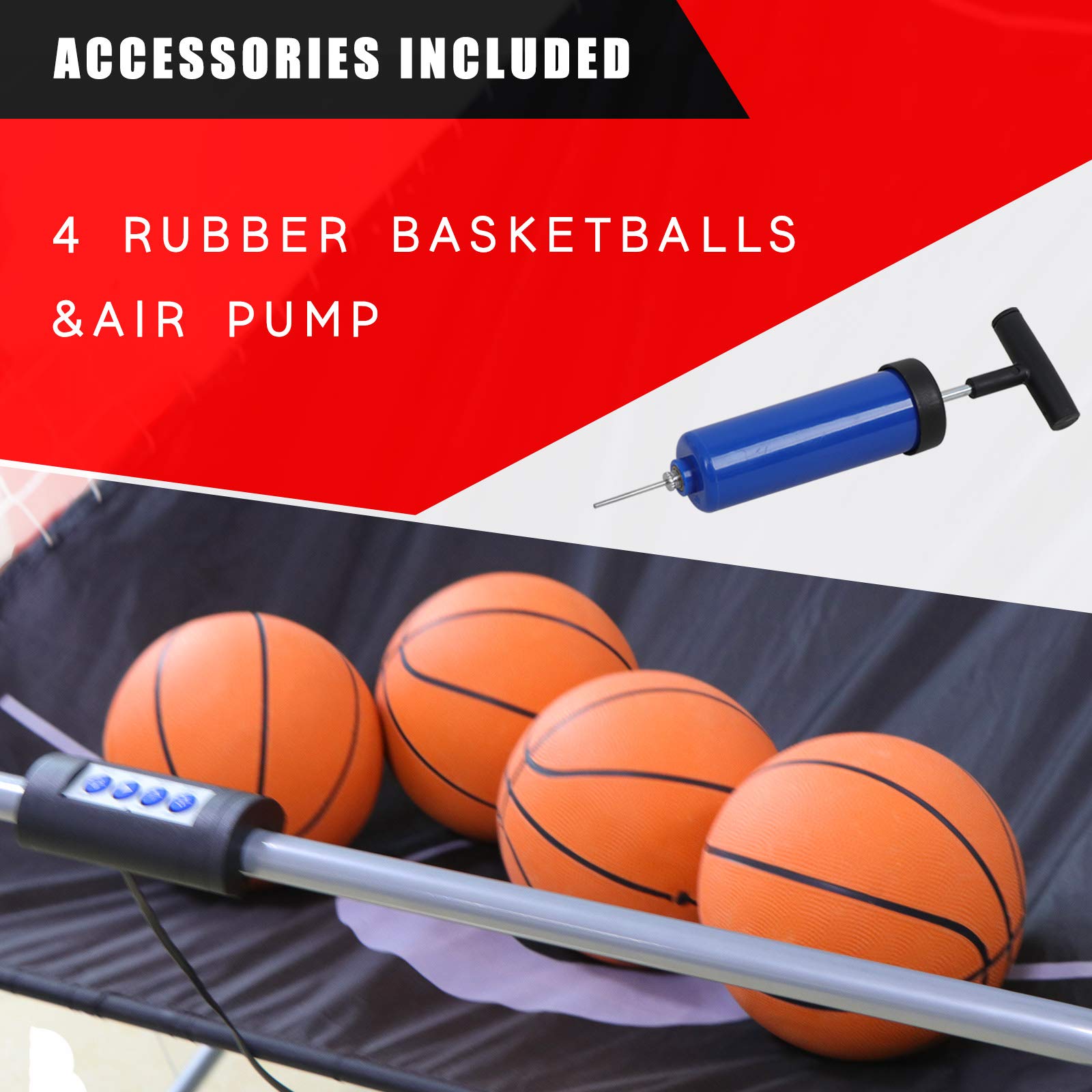 Foldable Indoor Basketball Arcade Game - Double Shot 2 Player with 4 Balls, Electronic Scoreboard & Air Pump | Perfect for Home, Office, and Party Entertainment