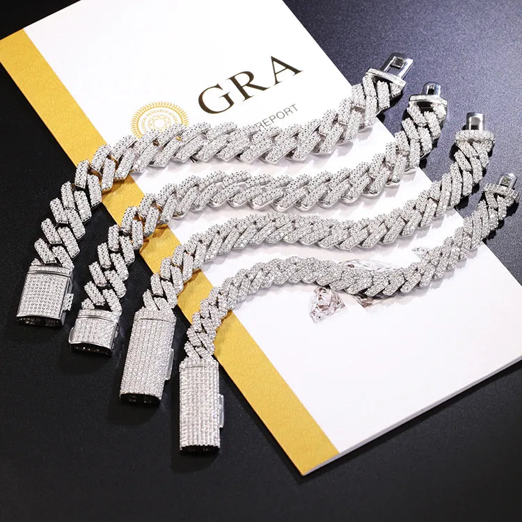 21 Necklace Moissanite Tennis Chain Cuban Link Iced Out - Elegant Jewelry for Women & Men, Perfect for Parties, Weddings & Everyday Wear