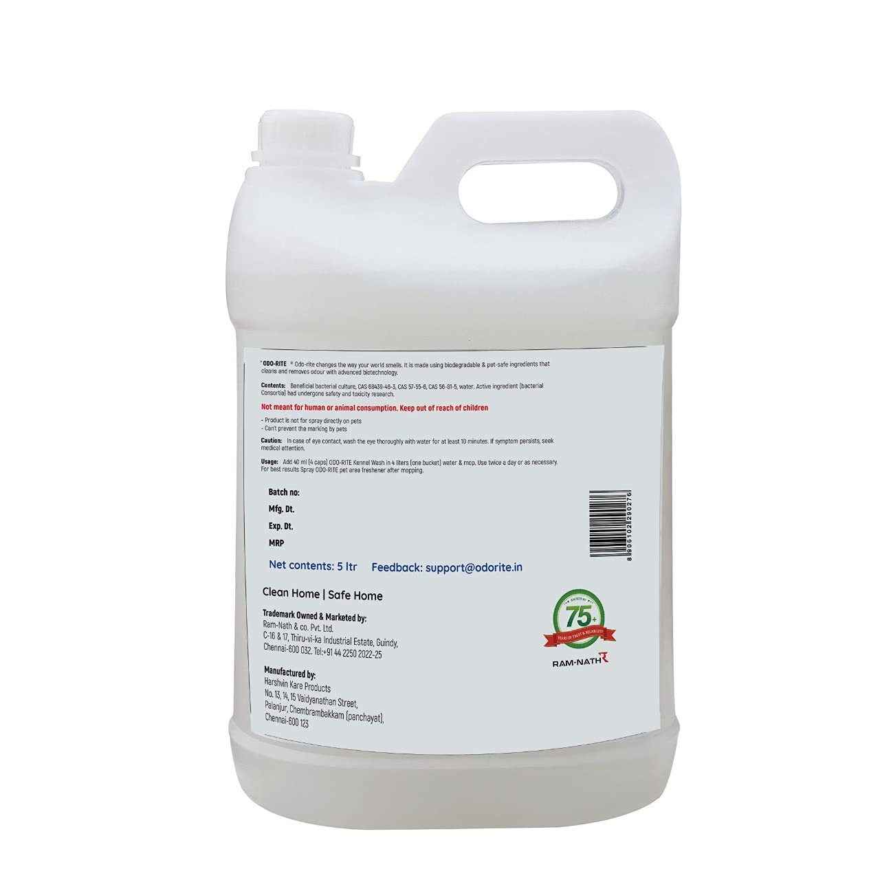ODO-RITE Natural Bio-Technological Pet Area Cleaner - Kennel Wash, Floor Cleaner for Pets - 5L Non-Toxic & Safe for Pets & Kids | Ideal for Dog Kennels, Pet Floors & Animal Care Areas