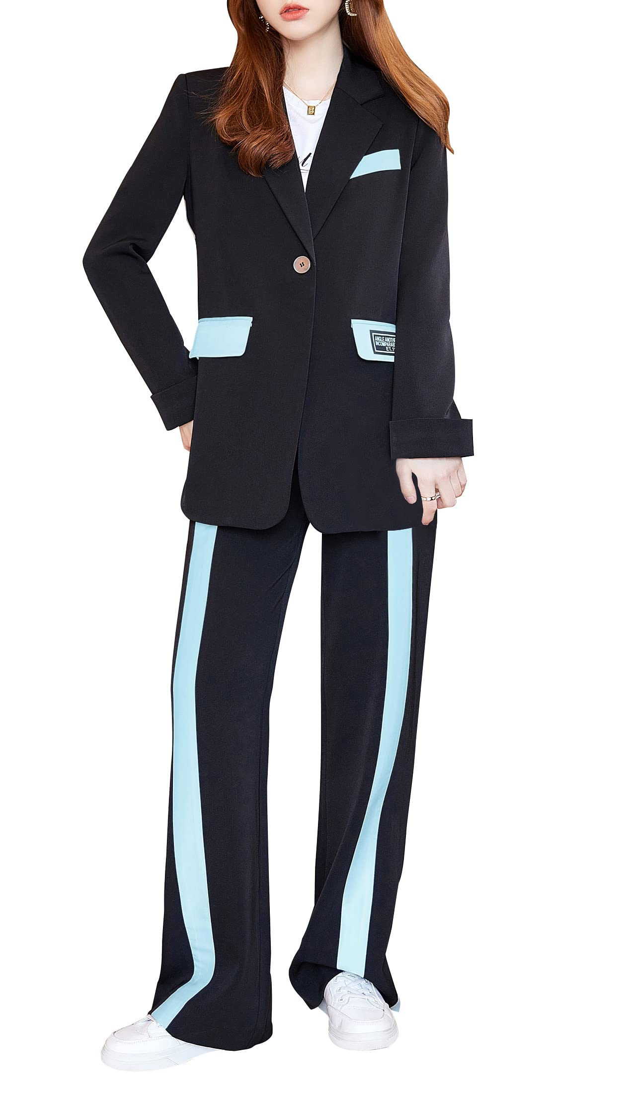 SUSIELADY Women's 2-Piece Outfit - Long Sleeve Casual Blazer Suit with Wide Leg Pants Set | Office Wear, Business Casual, Fall Winter Fashion Outfits for Women