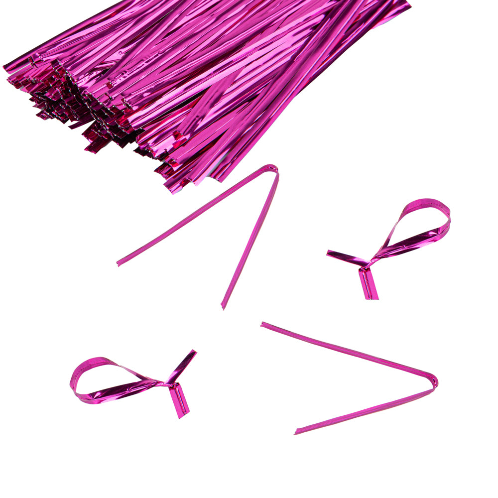 Pink Metallic Twist Ties for Bags - 500 Count Box | Reusable Bag Closures for Food Storage, Gift Wrapping & Organizing