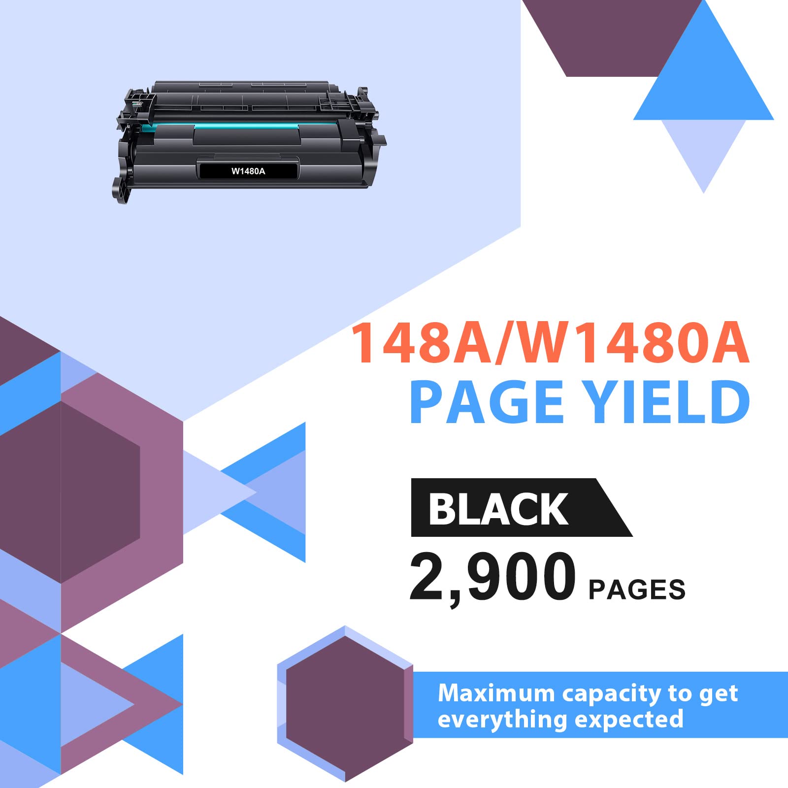 2-Pack 148A Black Toner Cartridge - Compatible Replacement for HP 148A/148X/W1480A/W1480X - Works with HP LaserJet Pro 4001n/4001dn/4001dw & MFP 4101fdw/4101fdn Printers - High-Yield Office & Home Printing Solution