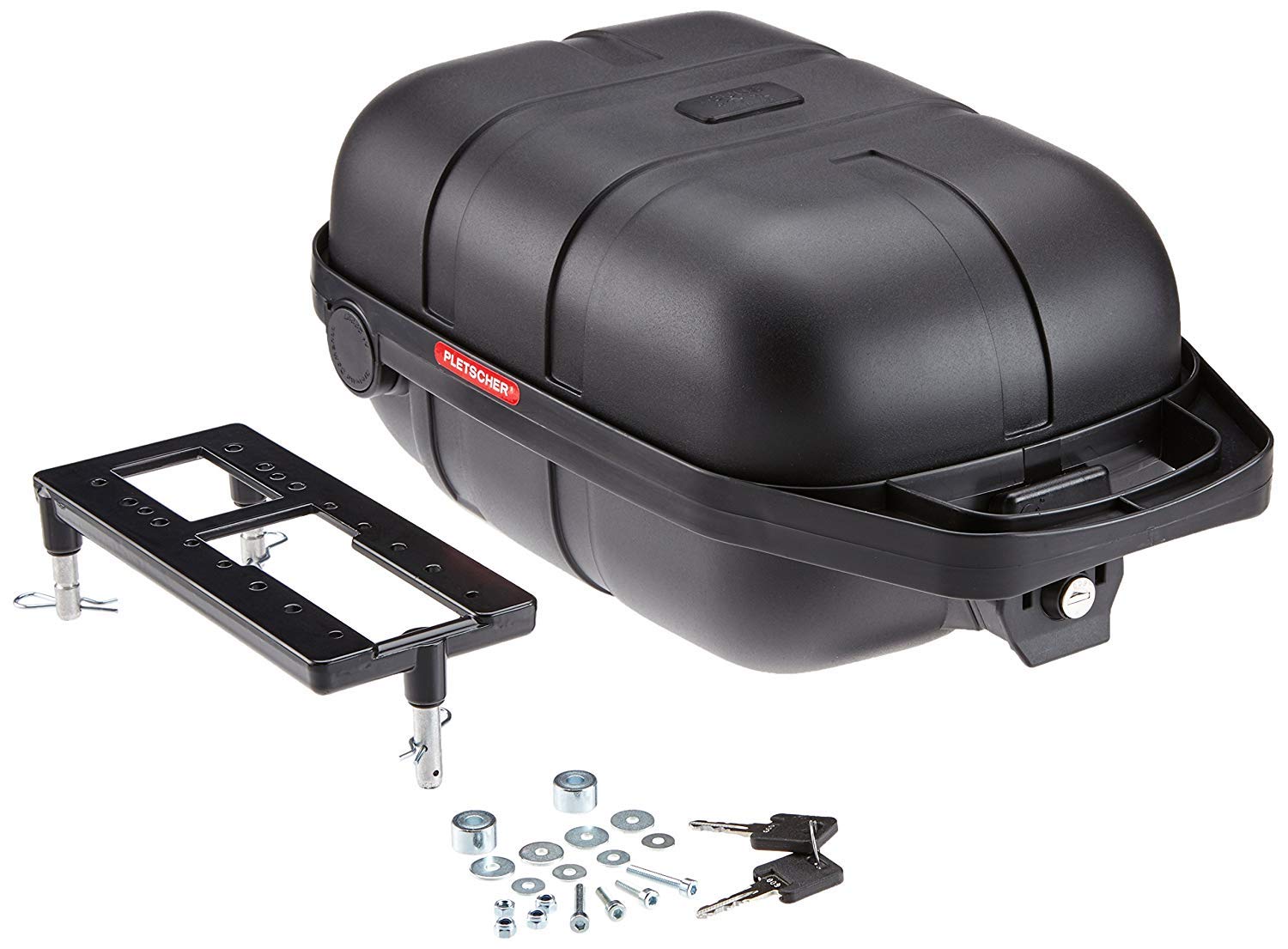 Pletscher Unisex Hard Shell Pannier Rack Box - 12L Waterproof Bike Luggage for Commuting & Touring - Durable Black Bicycle Storage Case for Cycling Accessories
