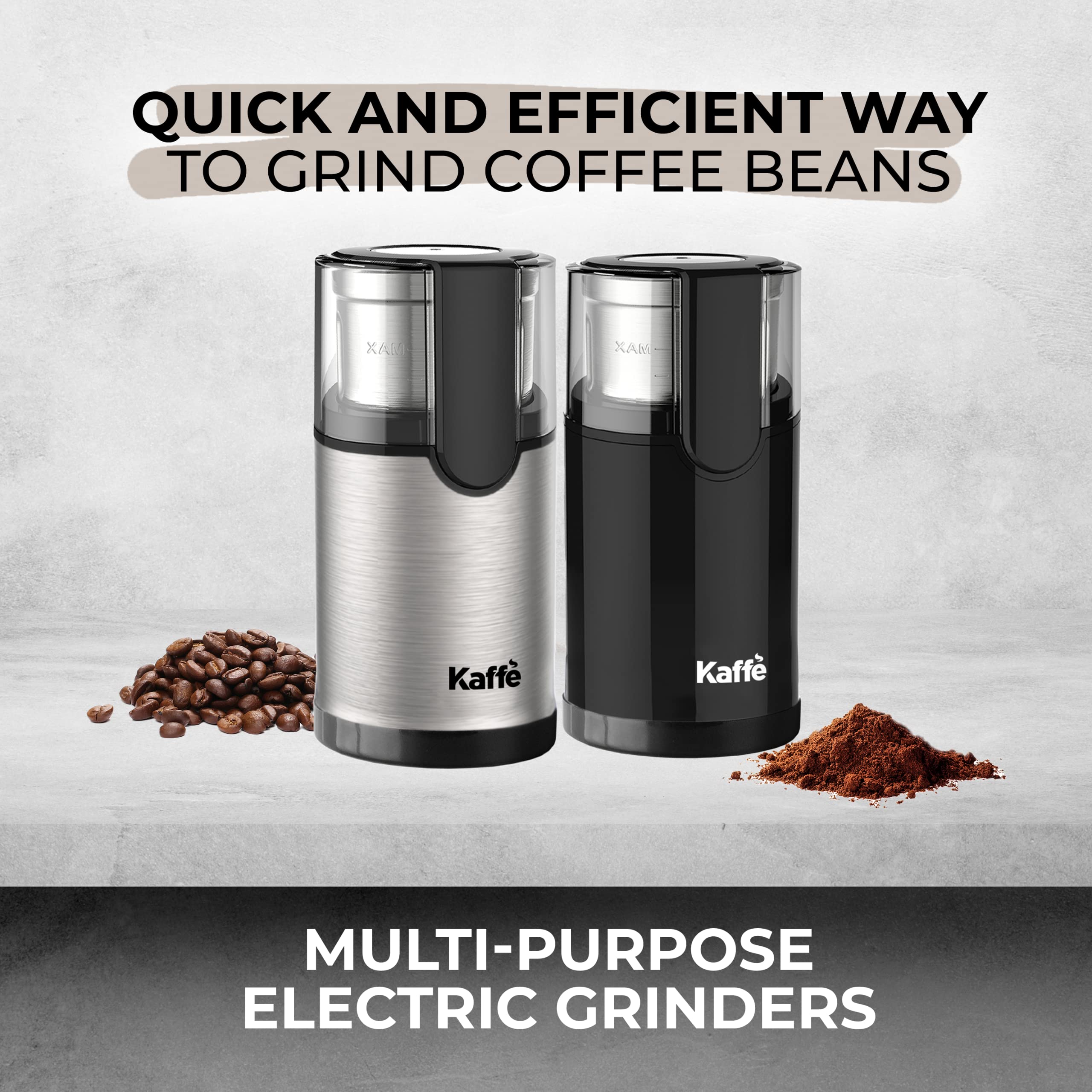 Premium Stainless Steel Electric Coffee Grinder with Removable Cup (3.5oz) - Includes Cleaning Brush - Espresso & Coffee Bean Grinder for Home, Office & Travel - Perfect for French Press, Pour Over & Cold Brew - Silver