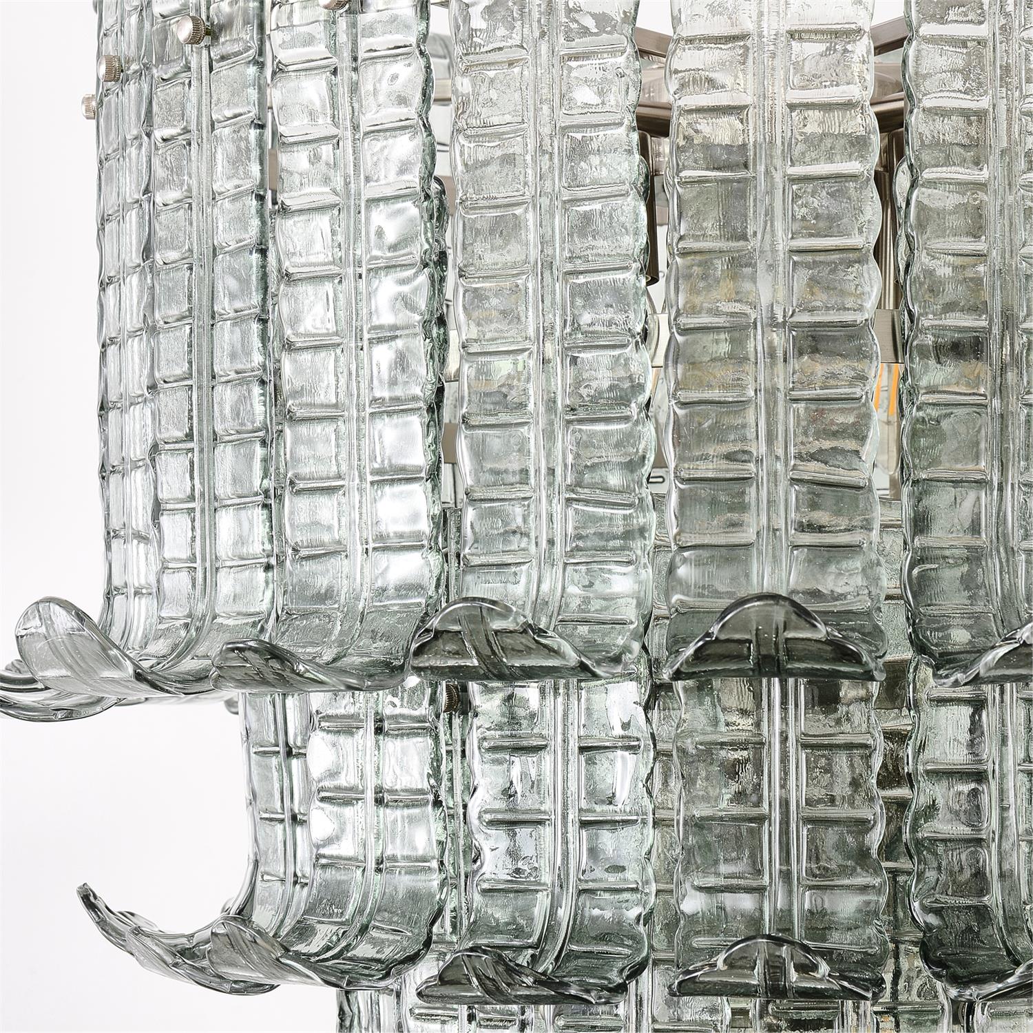 Elegant Cascade Murano Glass Chandelier - Handcrafted Italian Lighting Fixture for Dining Room, Living Room & Bedroom Decor
