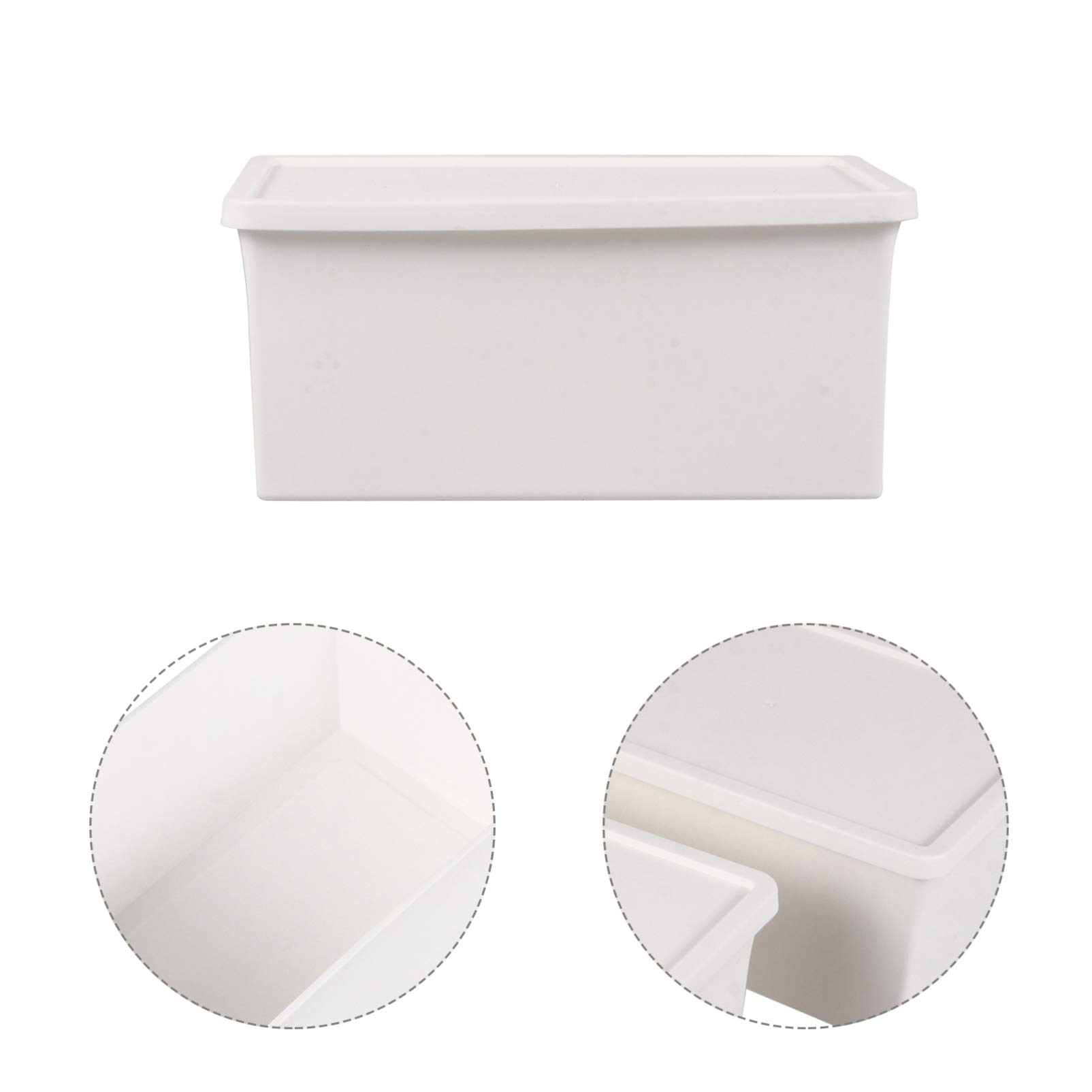 2-Pack White Plastic Storage Boxes with Lids - Cabilock Clamshell Organizer for Office Pens, Cosmetics, Sundries & Clothes | Desktop Storage Bin, Child-Safe PP Containers | Perfect for Home, Office & Dorm Organization
