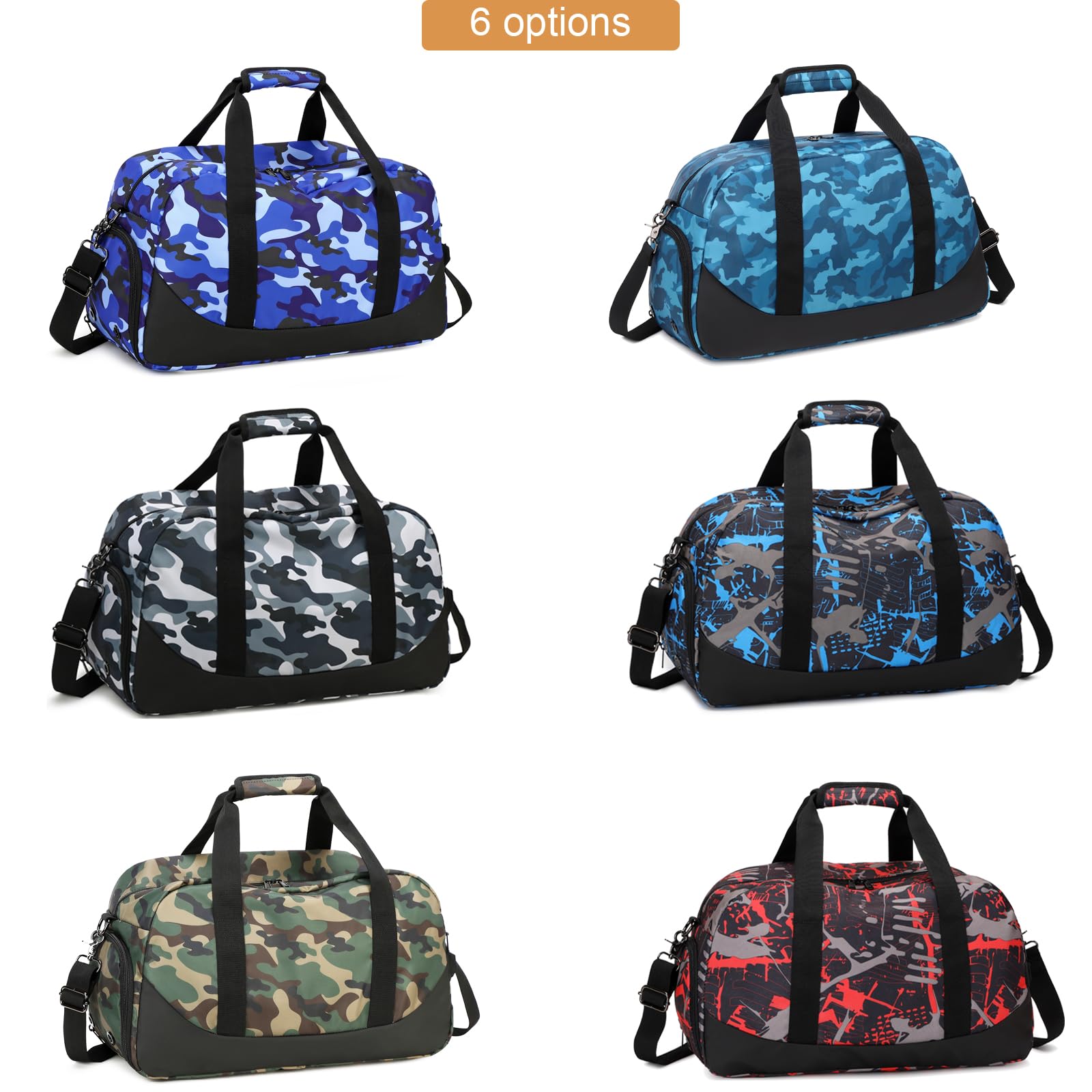 Octsky Camo Blue Weekender Bag - Waterproof Overnight Duffle Bag for Travel, Gym & Sports with Shoe Compartment | Perfect for Weekend Getaways, Business Trips & Workout Sessions