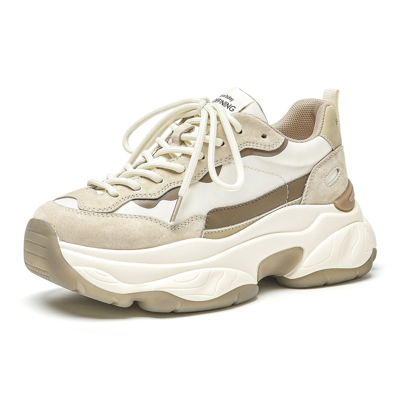 BEAU TODAY Women's Chunky Sneakers - Comfortable Lace-Up Fashion Dad Shoes for Casual Wear, Walking & Everyday Outfits