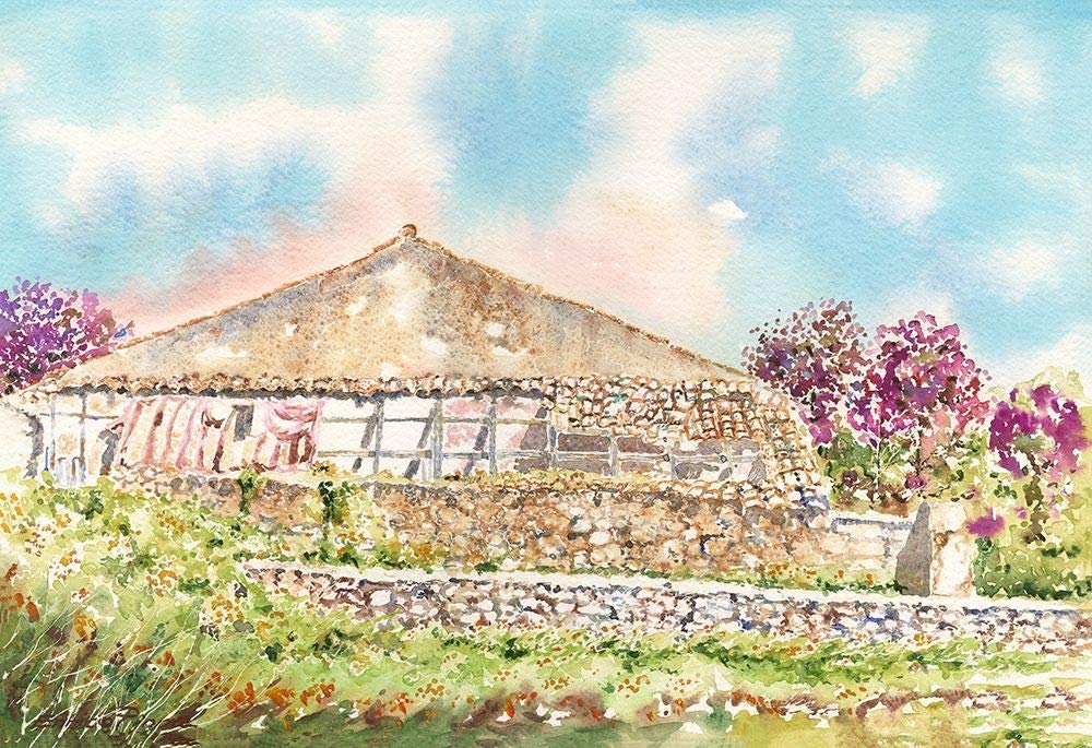 Enrico Pinna Traditional Italian Greenhouse Watercolor Art Print - 38x56 Inch Fine Art Paper for Framing - Perfect for Wall Decor, Living Room, Bedroom & Office