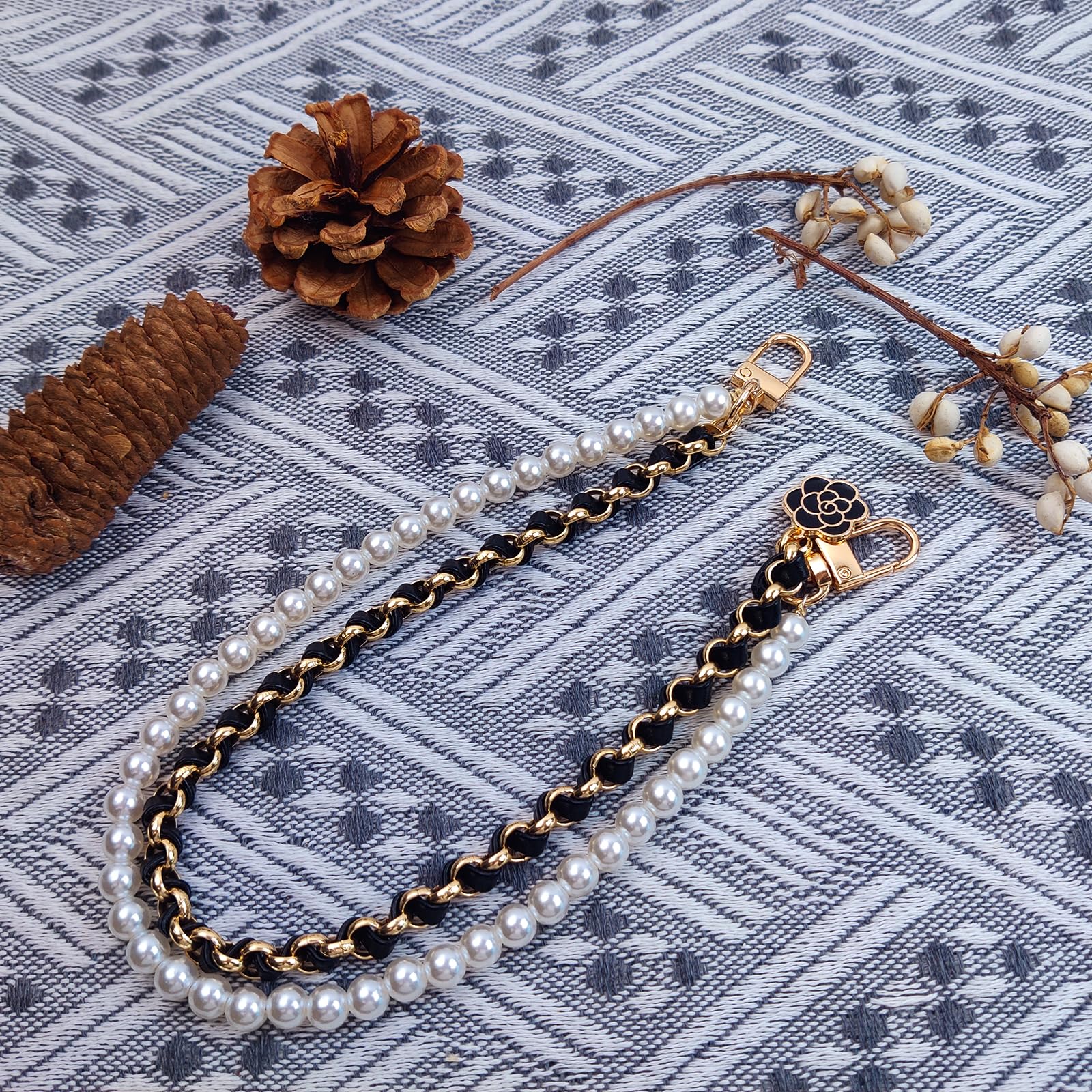 Anti-Loss Phone Wrist Strap with Pearl Beads - Double Chain Phone Lanyard for Smartphones, Wallets & Cameras | Perfect for Travel, Shopping & Outdoor Activities