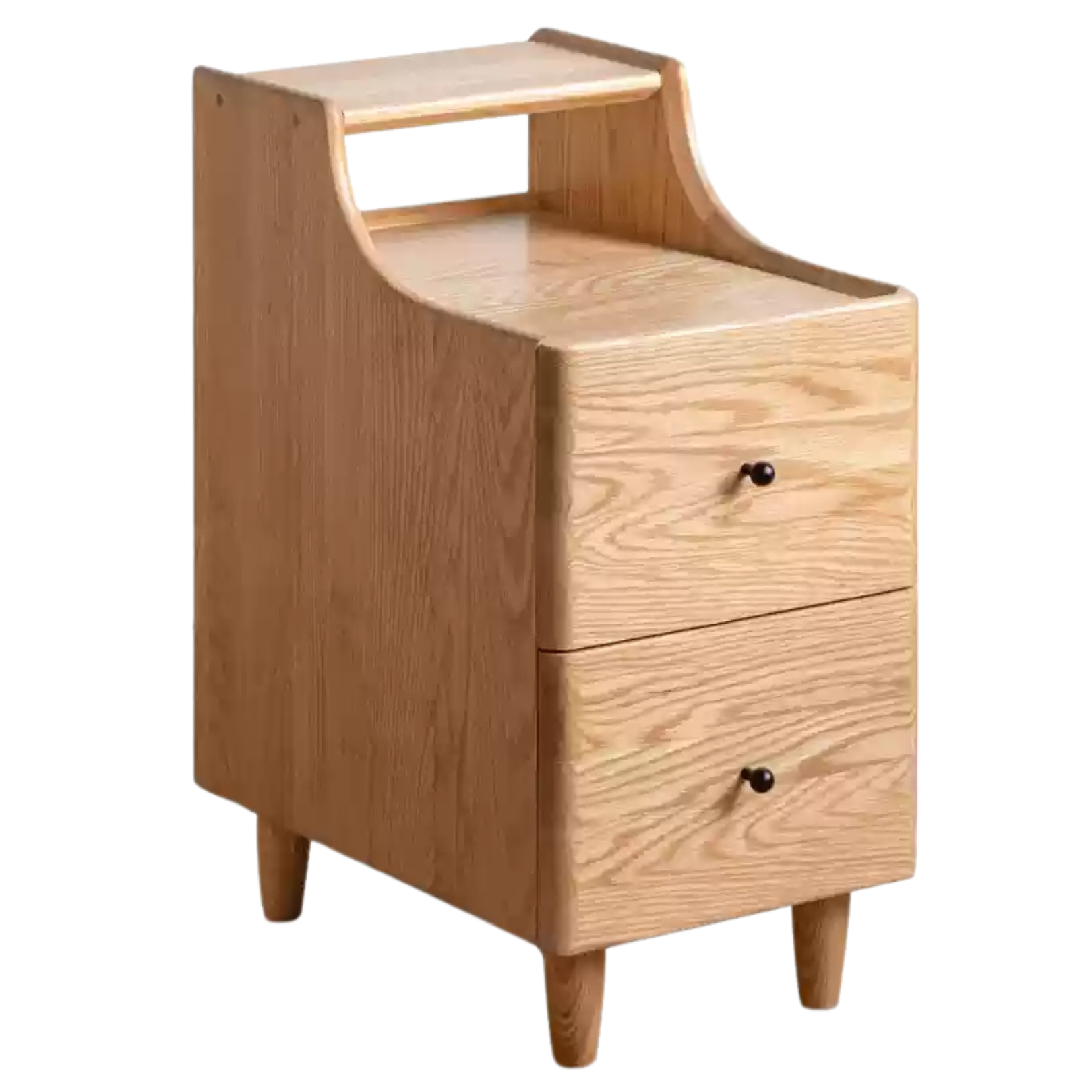 11.8x17.7x23.6 inch / 30x45x60сm / Natural Wood Color / Ash two-drawn half-empty bedside table