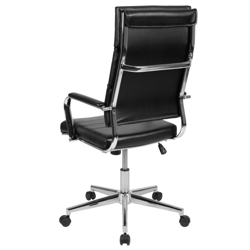 Premium FLASH Hansel High Back Leather Executive Office Chair - Ergonomic Swivel Design with Ribbed Detail for Home & Office Workspaces