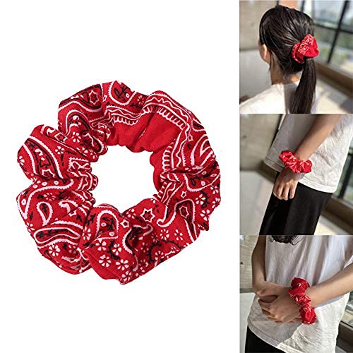 Shidara Bandana Print Scrunchies Hair Ties for Women - Soft Cotton Hair Bands & Elastics - 5 Piece Set - Perfect for Workouts, Yoga, and Everyday Styling