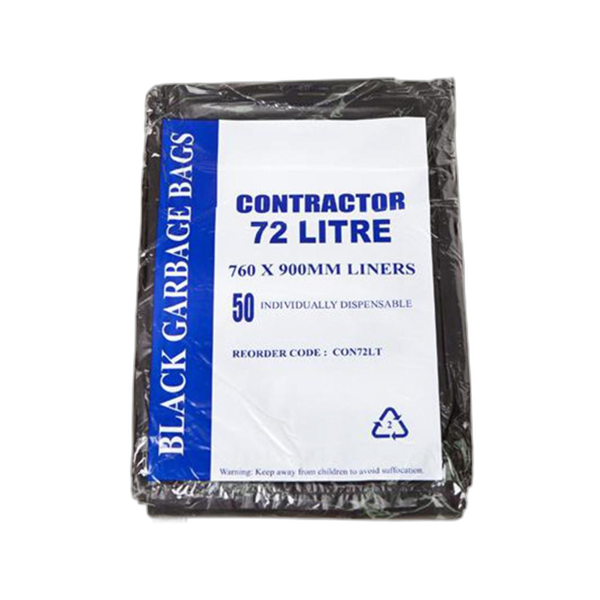 72Lt Heavy Duty Black Trash Bags for Contractors - Extra Large Garbage Bags for Construction Sites, Home Renovation & Commercial Use