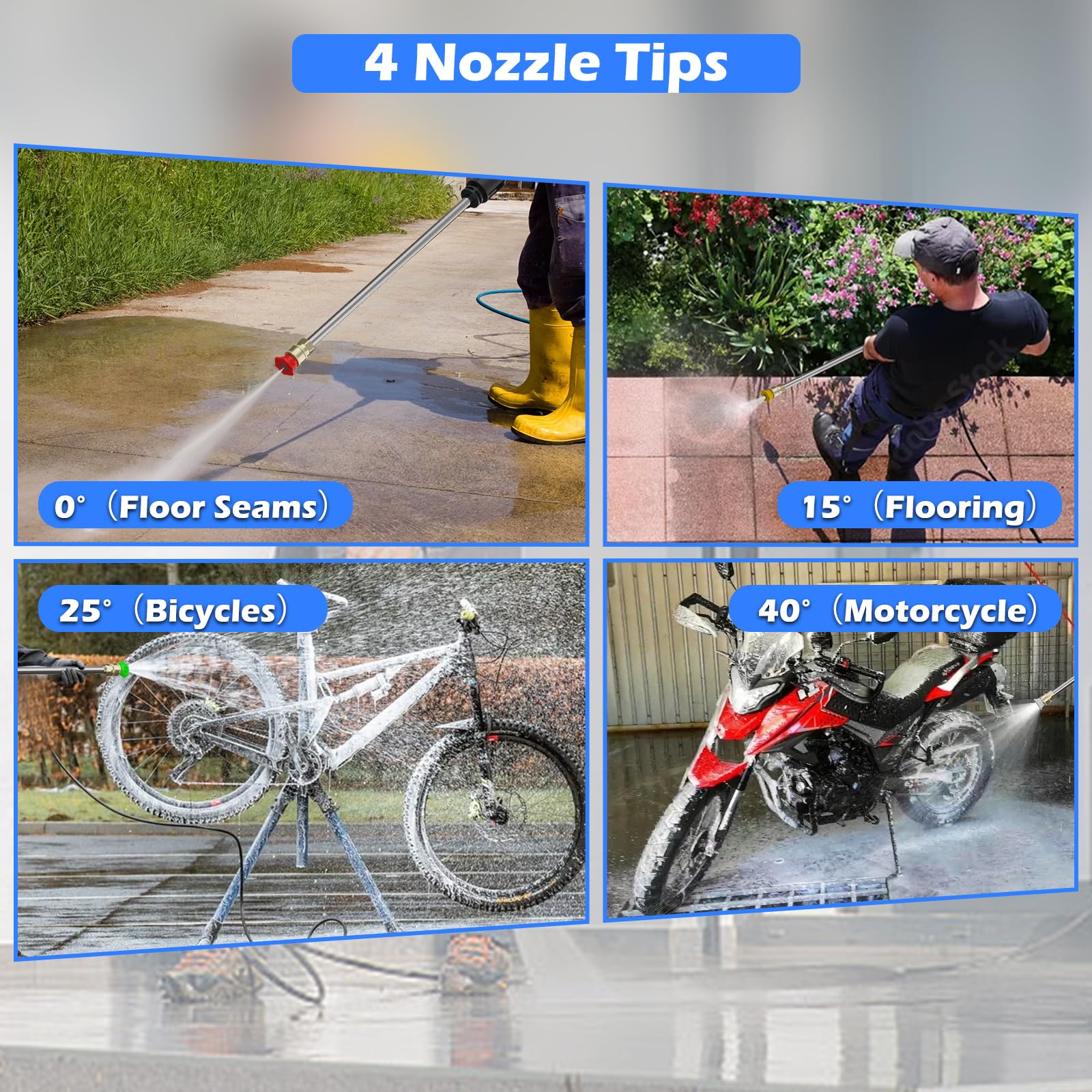 4800PSI Electric Pressure Washer with 4 Nozzles & Foam Cannon - 3.2GPM High Power Washer, 55FT Hose for Deep Cleaning - Perfect for Patio, Cars, Fences, Driveway, Home Exterior & Outdoor Surfaces