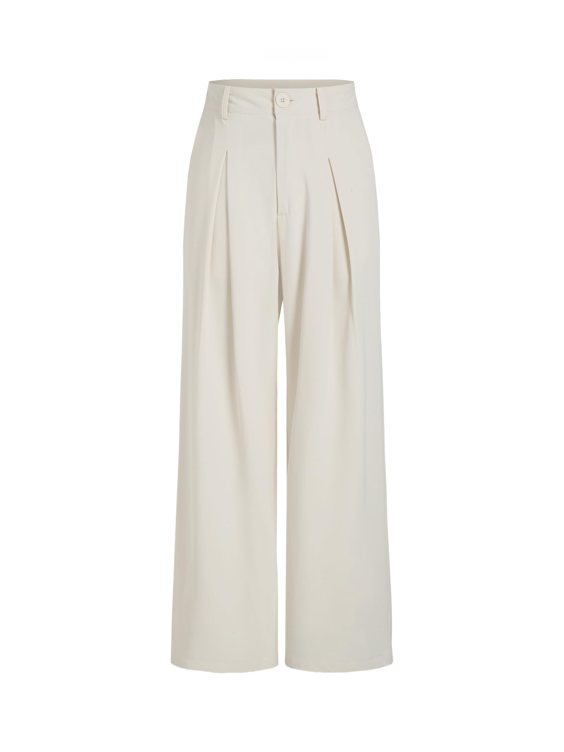 Stylish Cider Milk Tea Pleated Wide Leg Pants for Women - Comfortable High Waist Casual Trousers for Office, Travel & Everyday Wear