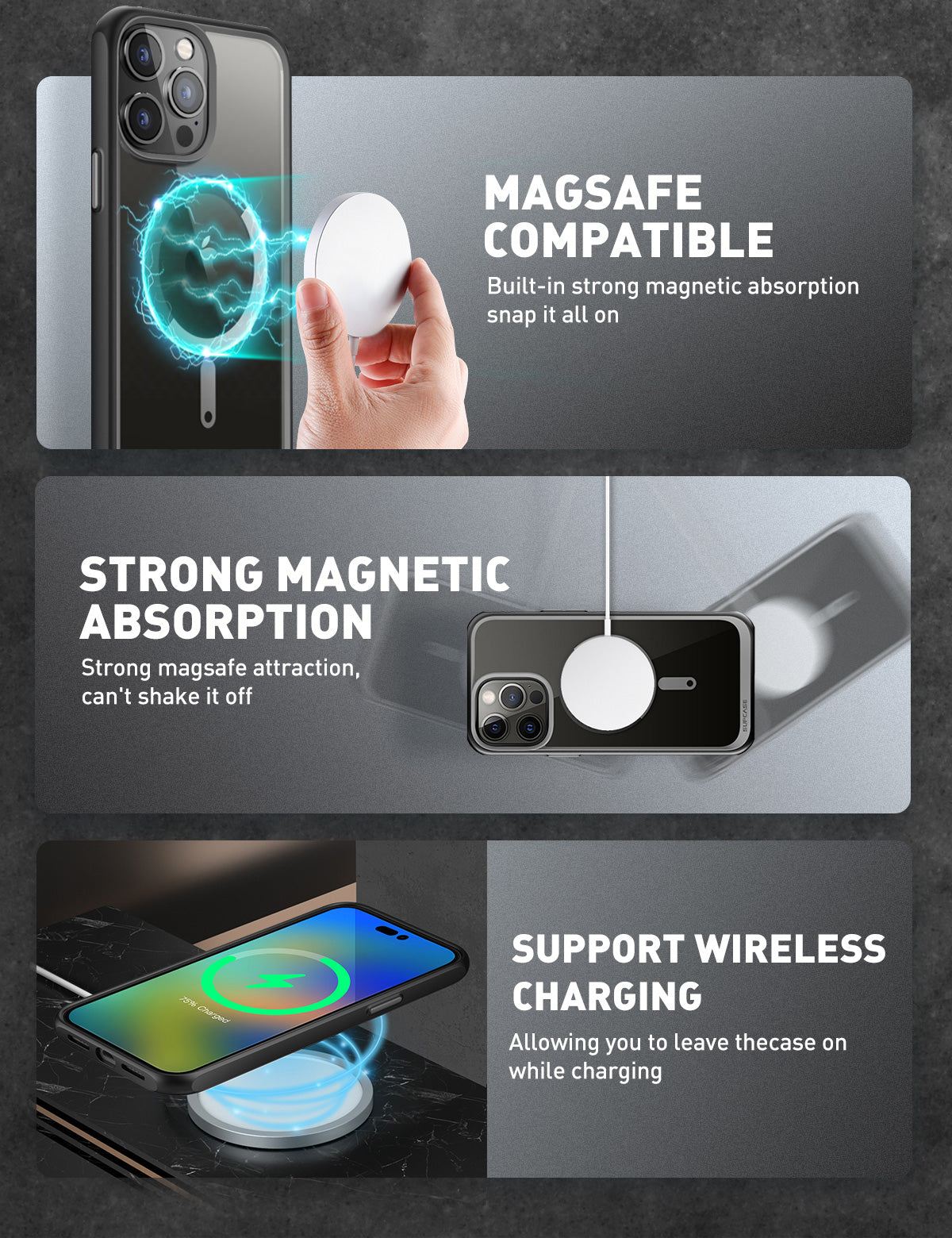 iPhone 14 Pro Max 6.7 Inch Unicorn Beetle MAG Slim Clear MagSafe Case - Shockproof Protective Cover with Magnetic Alignment (Open Box, Black) | Perfect for Daily Use, Travel & Wireless Charging