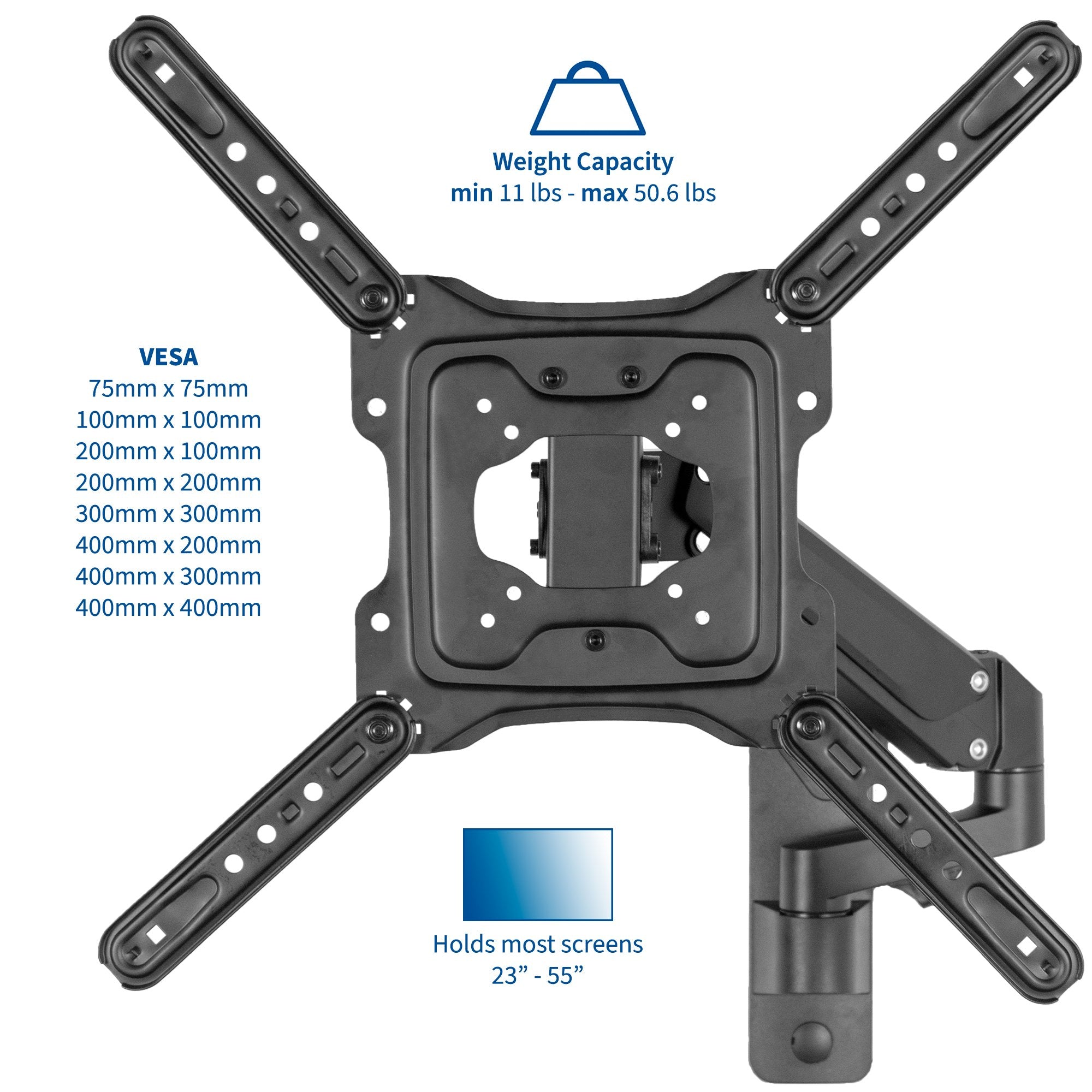 Heavy Duty Aluminum TV Wall Mount Bracket for 23 to 55 Inch Flat Screen TVs - Perfect for Living Room, Bedroom, and Home Theater Installation