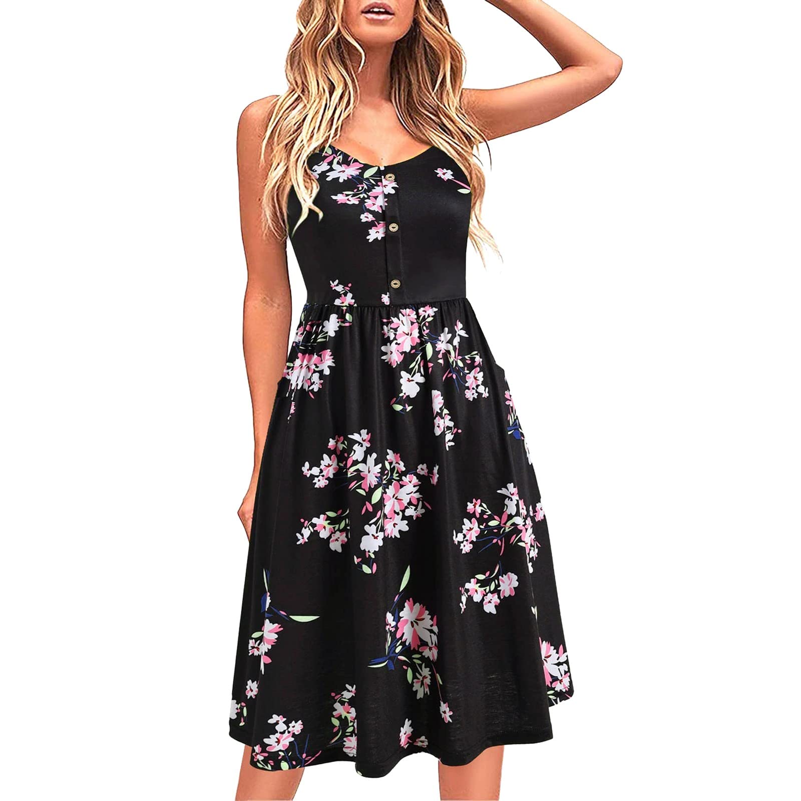 Women's Summer Dresses - Casual Loose Sleeveless Maxi Sundress with Side Slit | Beach Cover Up, Vacation Outfit, Boho Chic Dress for Outdoor Parties & Date Nights