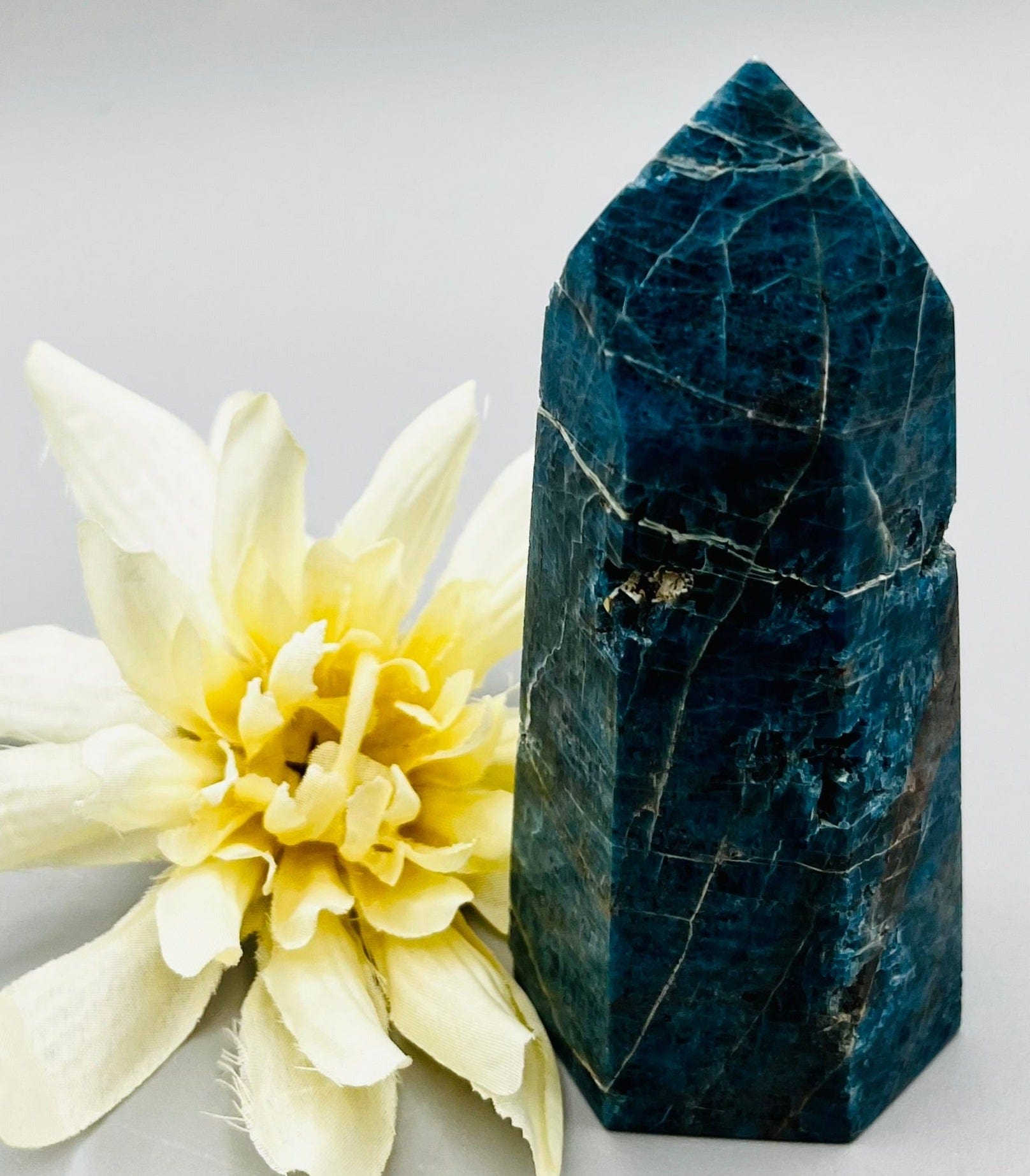 Blue Apatite Crystal Tower - Natural Healing Stone for Meditation, Chakra Balancing & Home Decor | Perfect for Spiritual Healing, Energy Work & Office Desk Display