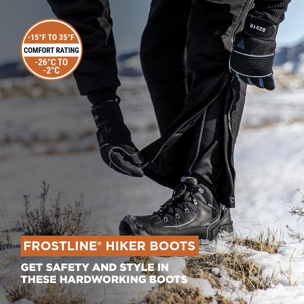 RefrigiWear Men's Frostline Hiker Waterproof Insulated Work Boots - Winter Hiking, Construction & Outdoor Work in Cold Weather