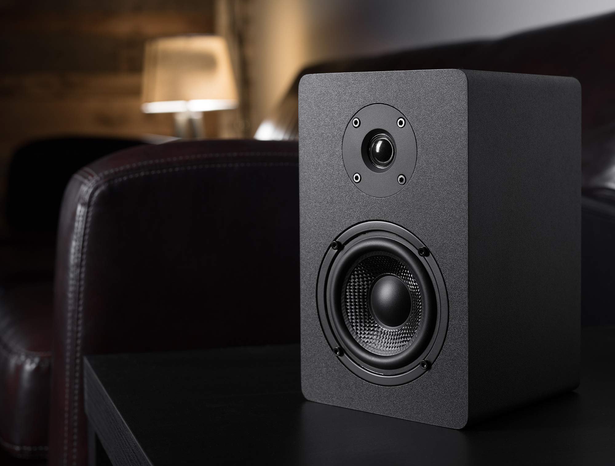 Micca PB42X 30W RMS Powered Bookshelf Speakers - Active 2-Way Near Field Studio Monitor Pair (Black) | Perfect for Home Audio, Gaming & Music Production